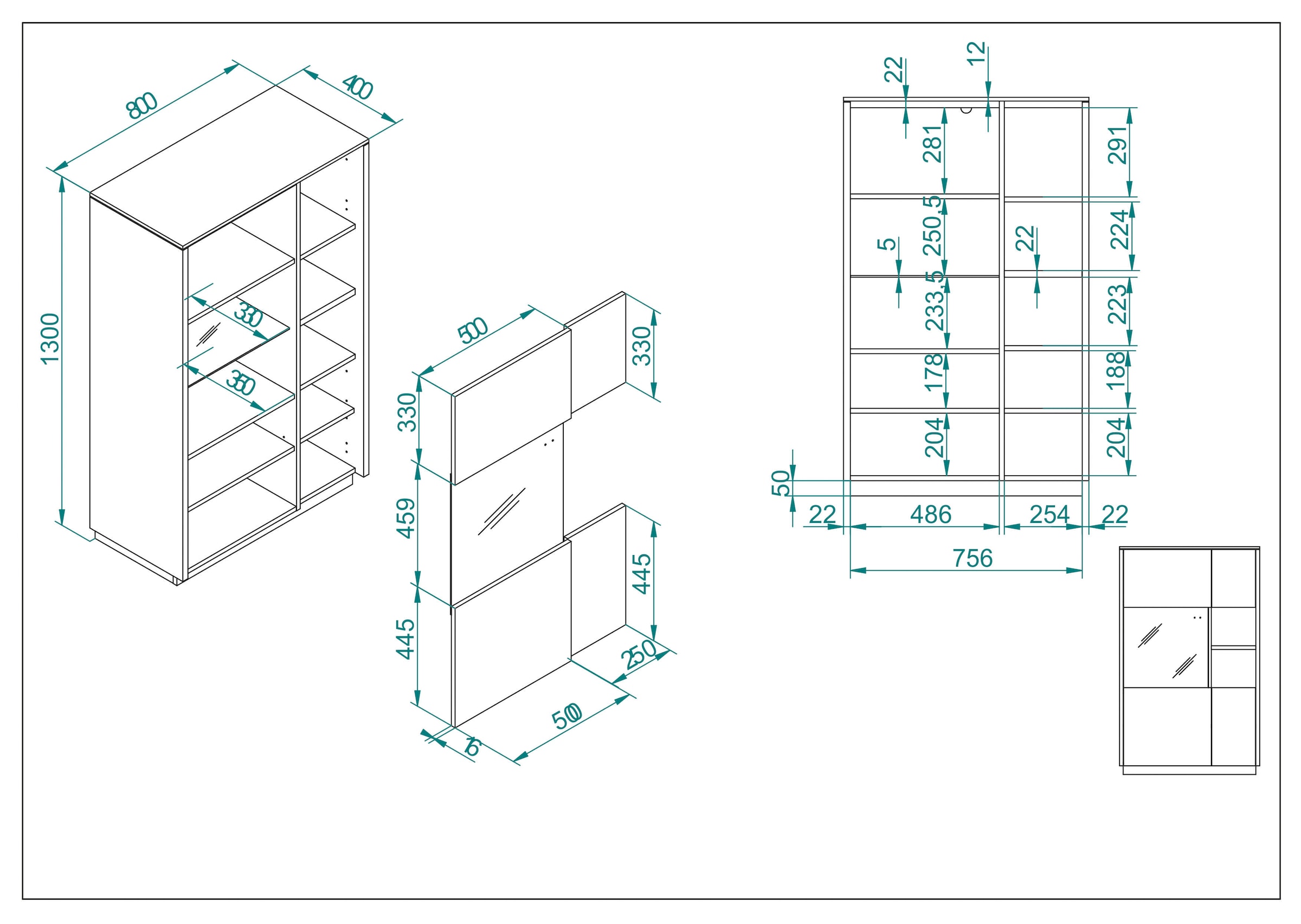 INOSIGN Vitrine »LARGO«, Soft-Close-Funktion, Höhe ca. 130 cm