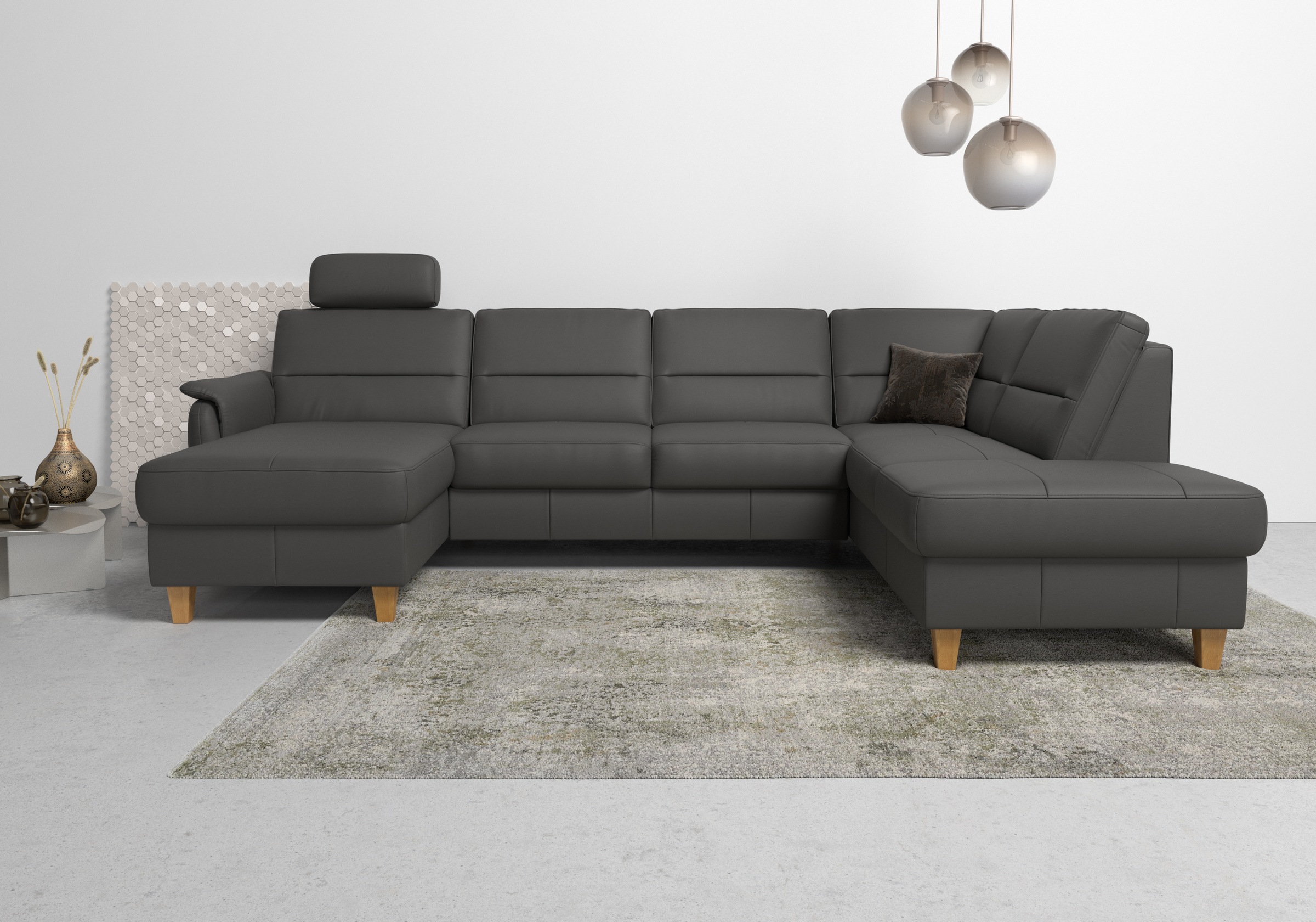 Home affaire Wohnlandschaft »Palmera U-Form«, Federkern, wahlweise mit Bettfunktion und mit/ohne Stauraum
