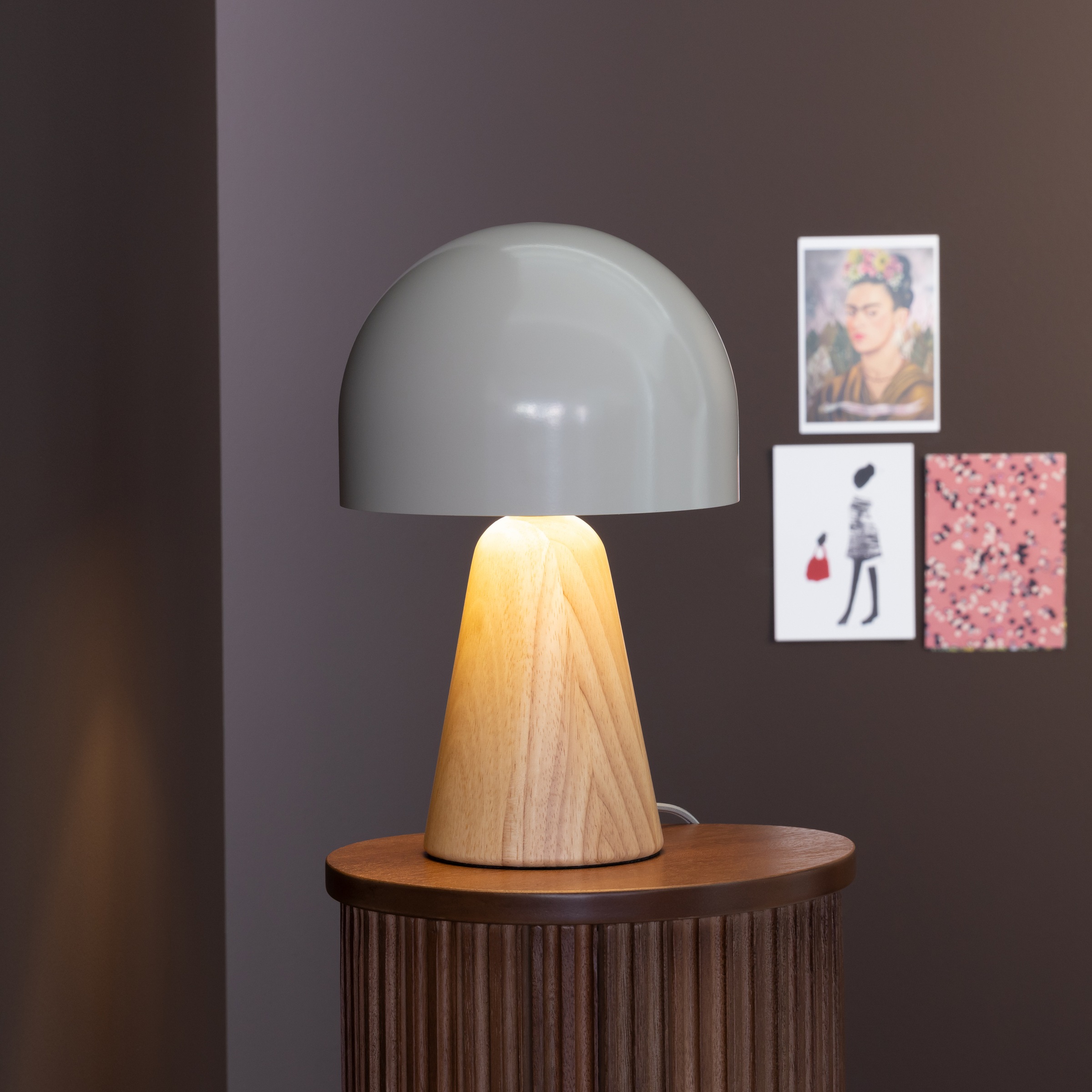 Brilliant Tischleuchte »Nalam«, 1 flammig, Leuchtmittel E14 | ohne Leuchtmittel, Pilz-Tischleuchte, 31 cm Höhe, Ø 20cm, E14, Holz/Metall