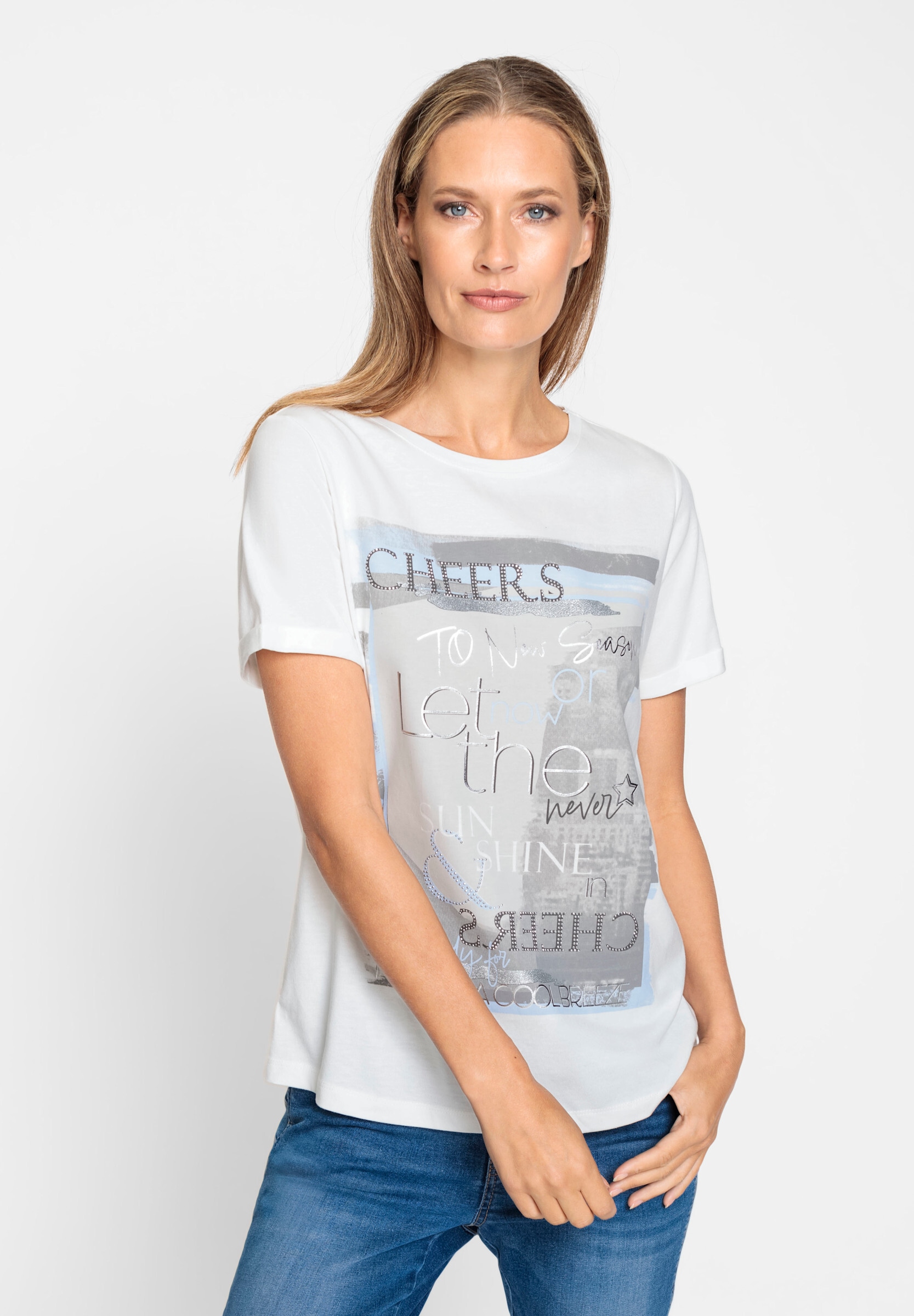 heine T-Shirt »Shirt Kurzarmshirt mit Glanz-Print«