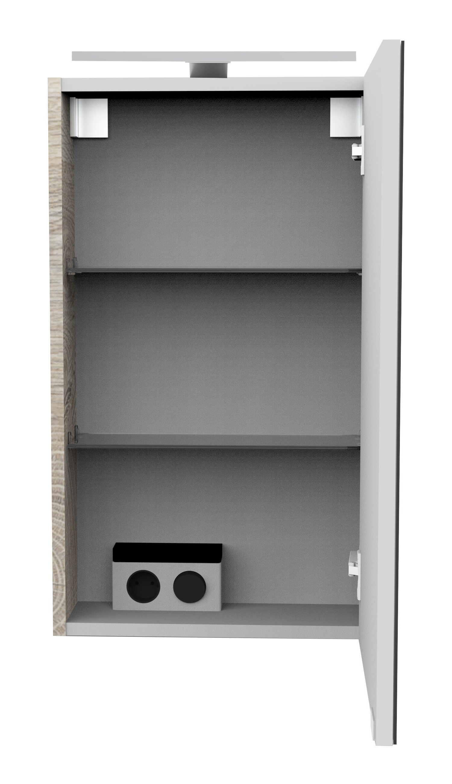 FACKELMANN Spiegelschrank »SBC« Spiegelschrank mit LED-Aufsatzleuchte,  Aufsatzleuchte, Schalter und Steckdose, Breite 40cm, Anschlag rechts