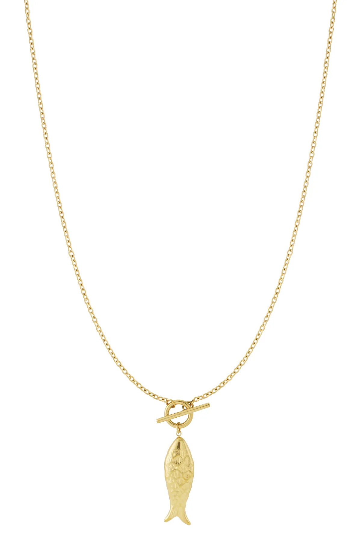Adelia´s Lange Kette »Halskette mit Fischanhänger aus Edelstahl, 14-karätig goldplattiert, 70 cm« Stylischer Modeschmuck mit goldfarbenem Fischanhänger