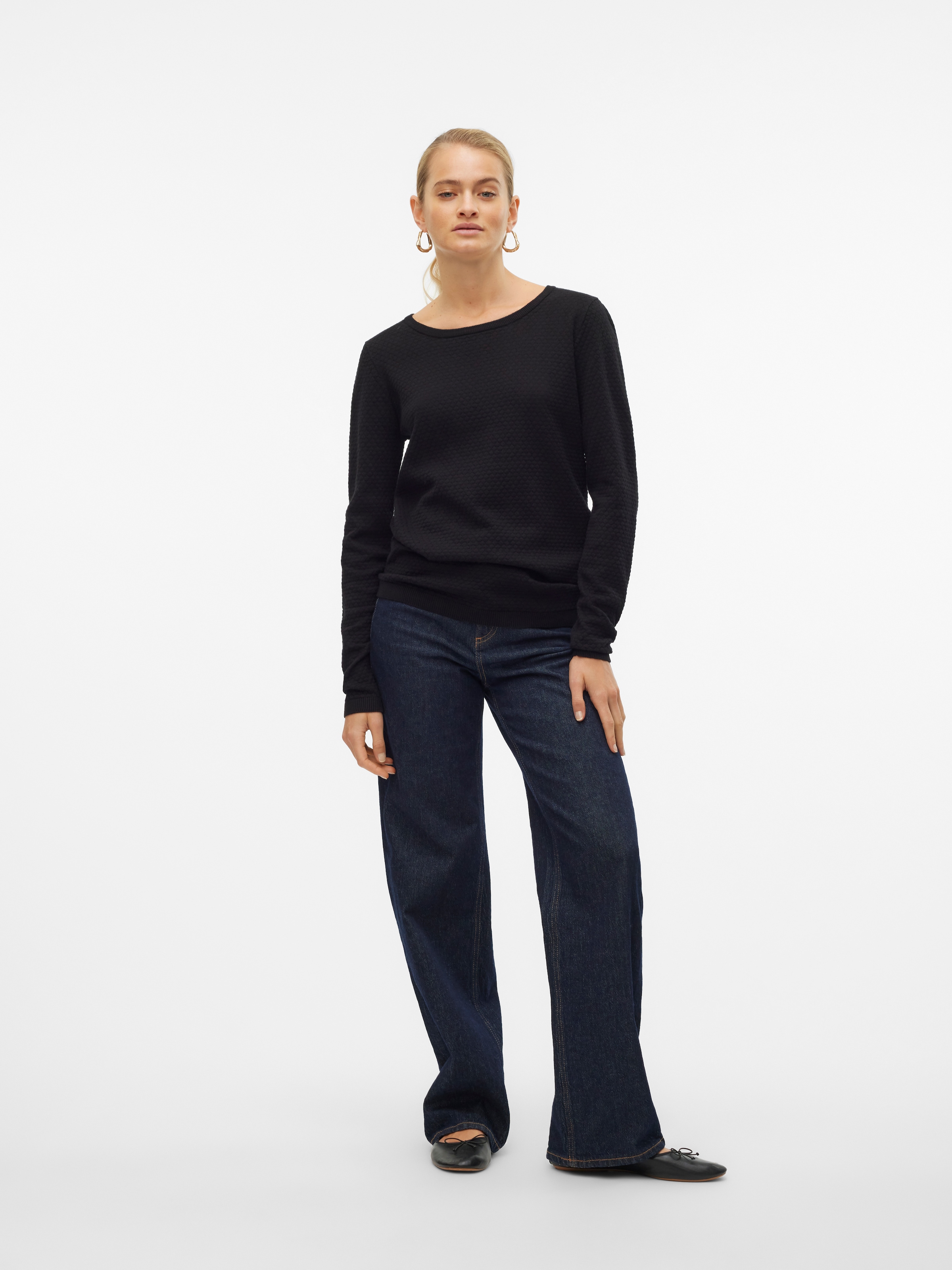Vero Moda Rundhalspullover »VMCARE STRUCTURE LS O-NECK BLOUSE« aus Bio-Baumwolle