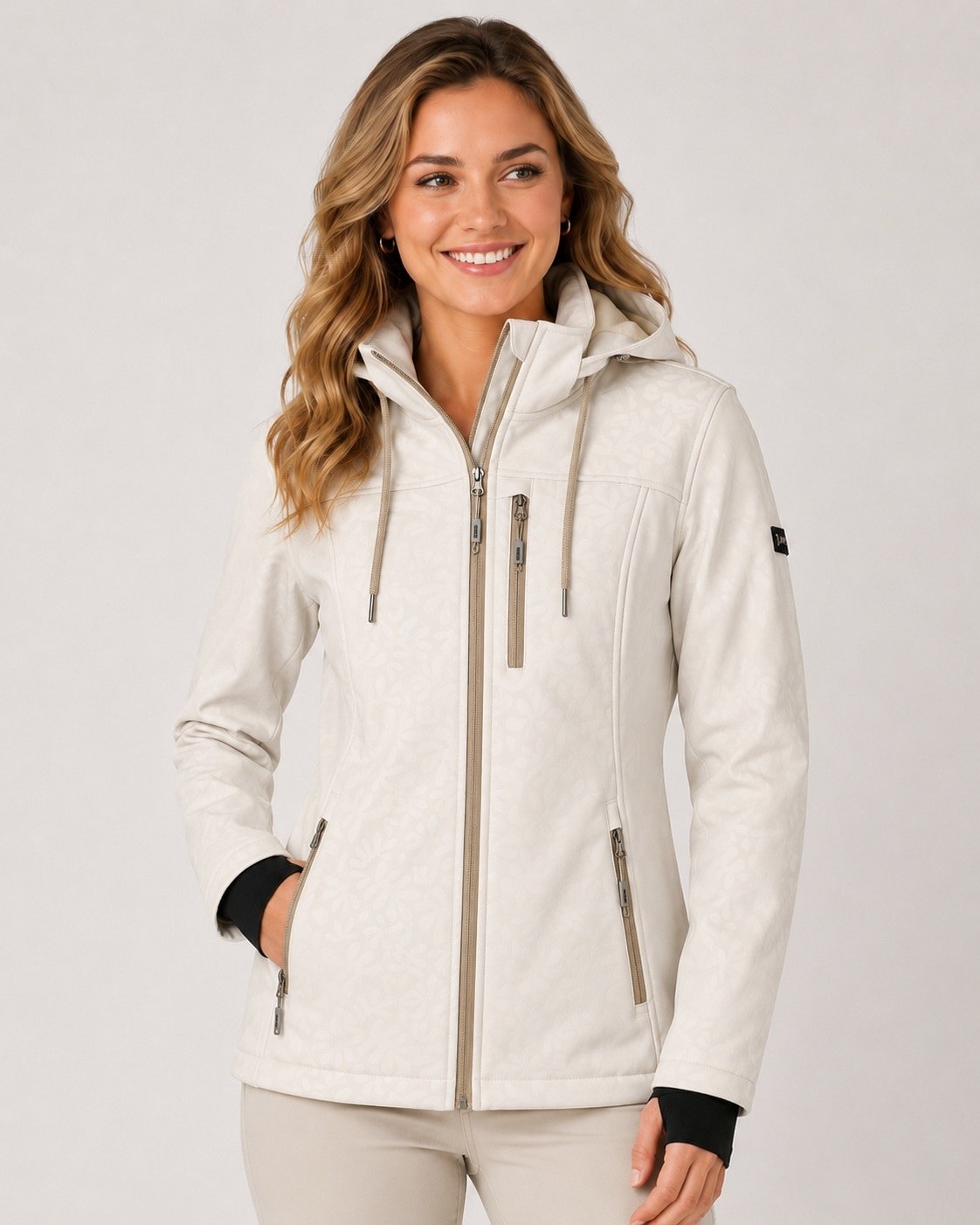 LPO Softshelljacke »Softshelljacke Janice Übergangsjacke« mit Kapuze Allover-Print