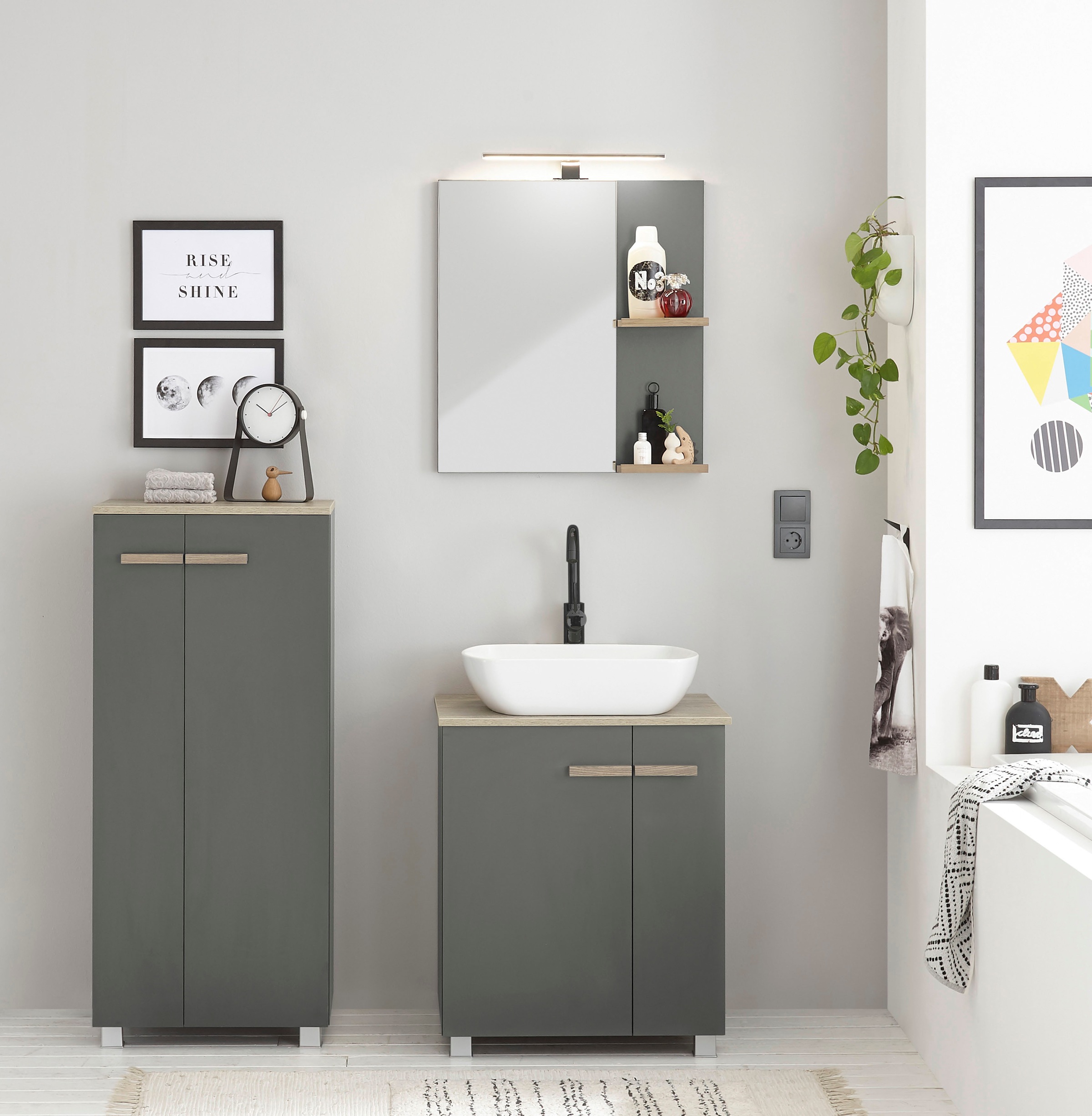 Home affaire Badmöbel-Set »SOLiD, Badmöbel-Set, Bad im modernen Design, 3-teiliges Badezimmer« Set, 3 Stk. tlg.