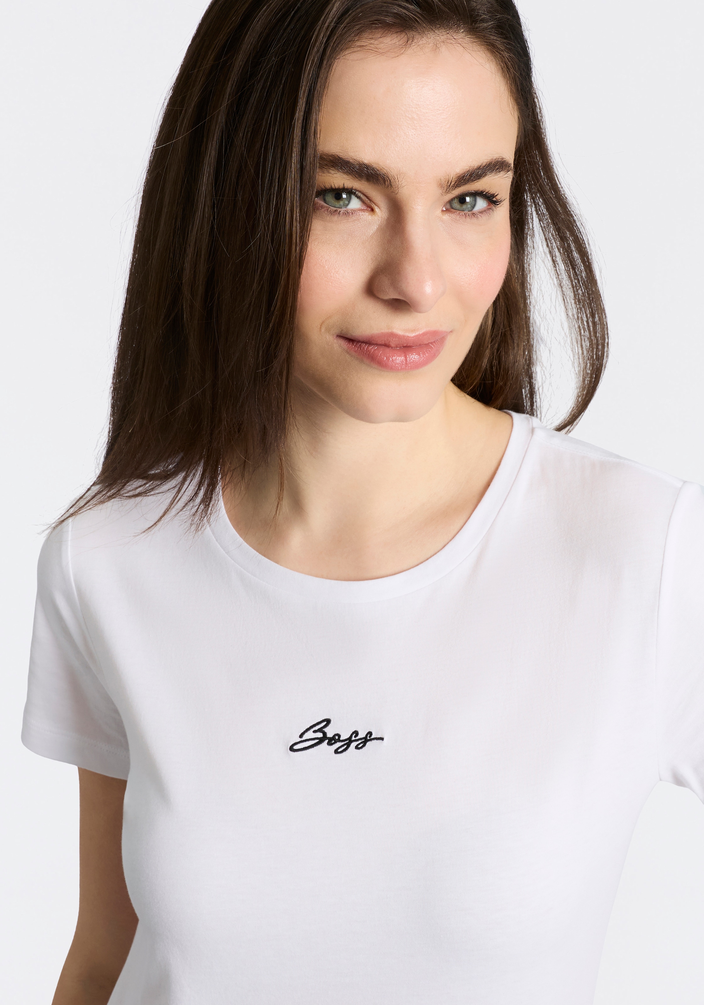 BOSS ORANGE T-Shirt »Elove Embro Premium Damenmode« mit Rundhals, Slim Fit