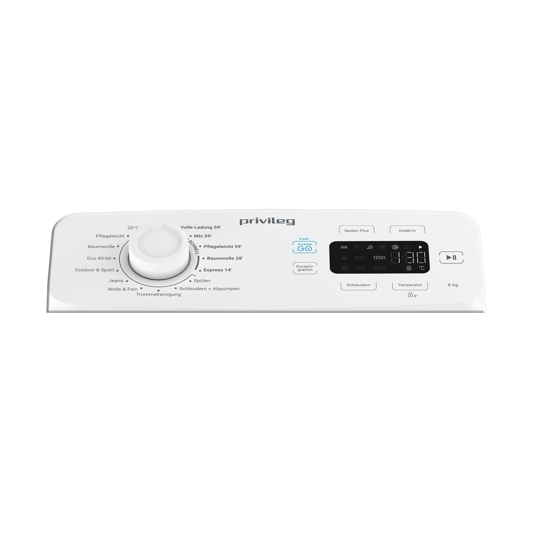 Privileg Waschmaschine Toplader »PWT 6B MY TIME« 6 kg 1200 U/min Quick cycles – 5 Programme in unter 1 Stunde