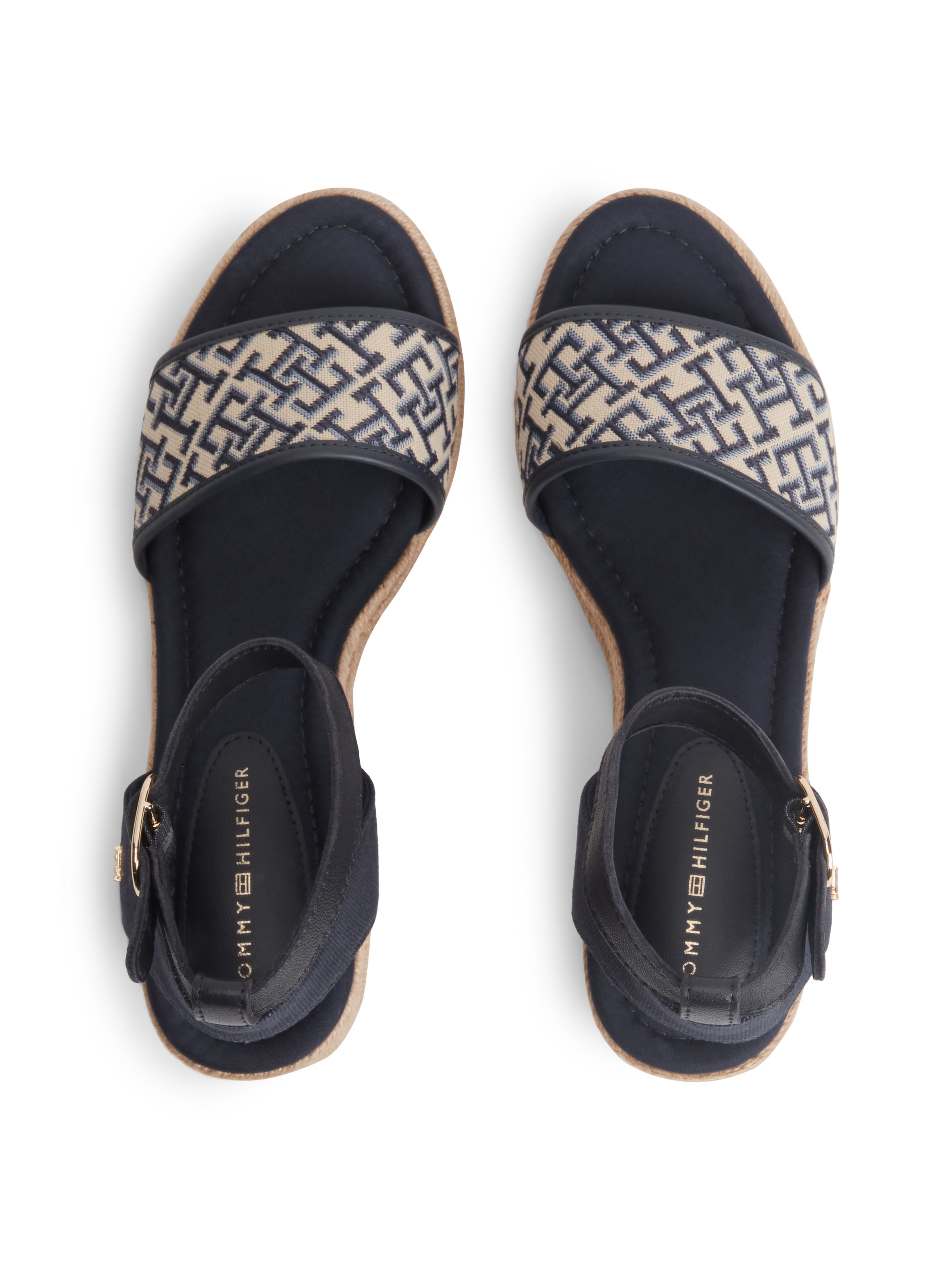 Tommy Hilfiger Keilsandalette »TH MID ESPAD WEDGE JACQUARD«  Sommerschuh, Riemchensandale mit kontrastreicher TH-Stickerei