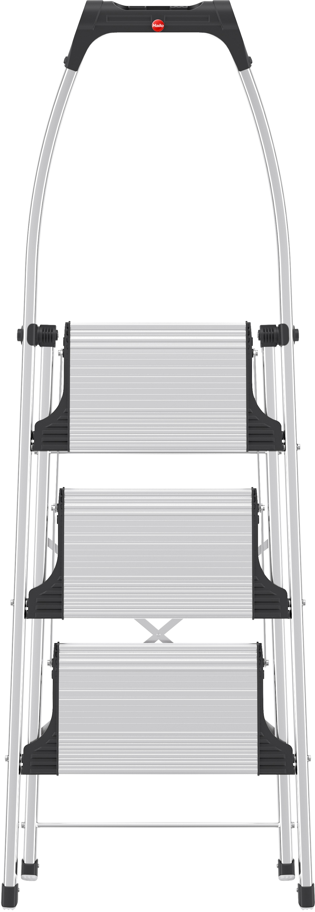 Hailo Klapptritt »Trittleiter - K100 TopLine, aus Aluminuim und Kunststoff«, (1 St., Treppenförmige Stufen-Anordnung für schienbeinschonende Nutzung), mit Treppenförmiger Stufen-Anordnung, belastbar bis max. 150 kg