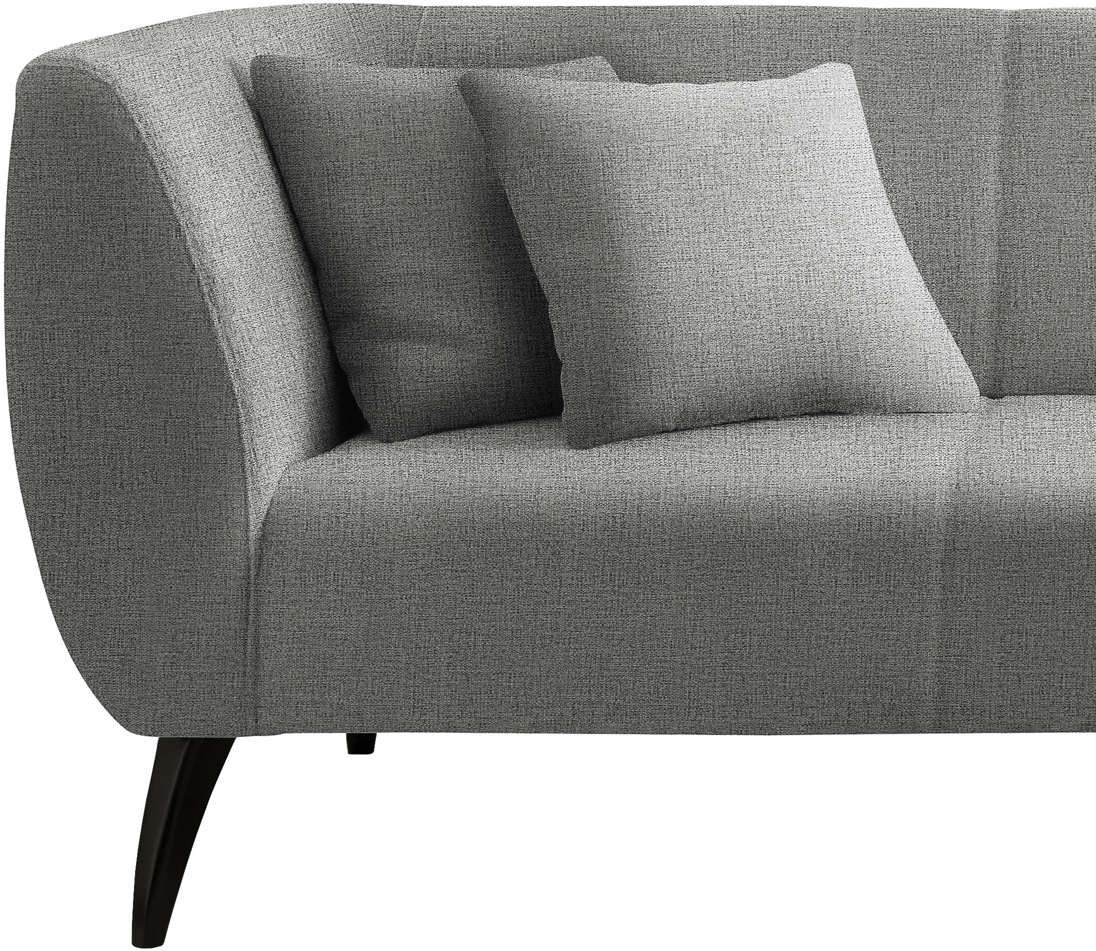 INOSIGN Ecksofa »Colori Polstermöbel mit zeitlos eleganter Rückenführung. L-Form«, Holzfußfarbe wählbar, inkl. 4x Zierkissen