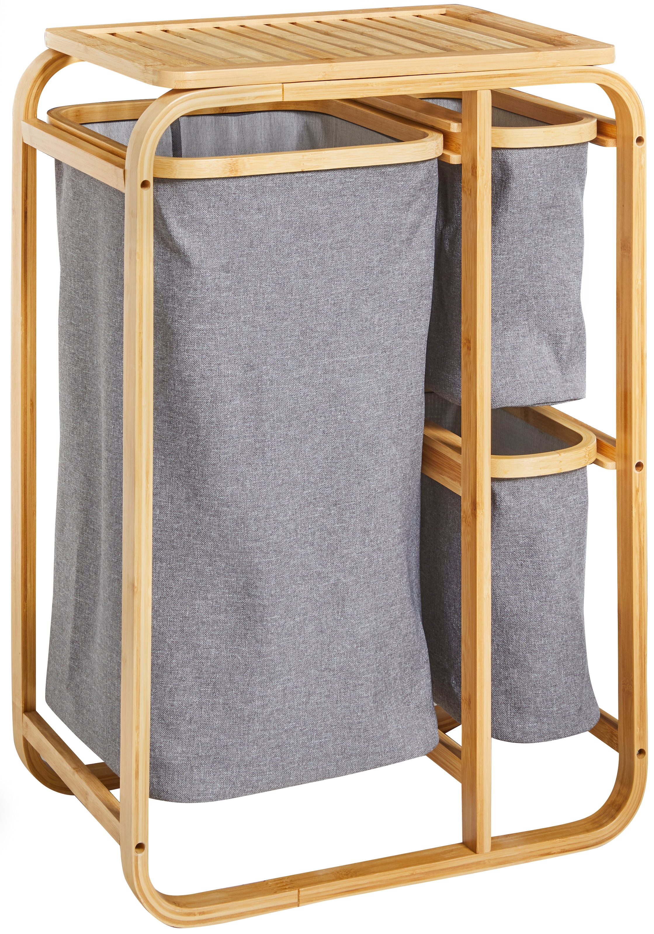 »Tulum«, bei kaufen OTTO herausnehmbaren Wäschekorb Bambus, 3 aus Wäschesortierer welltime Wäschesäcken mit