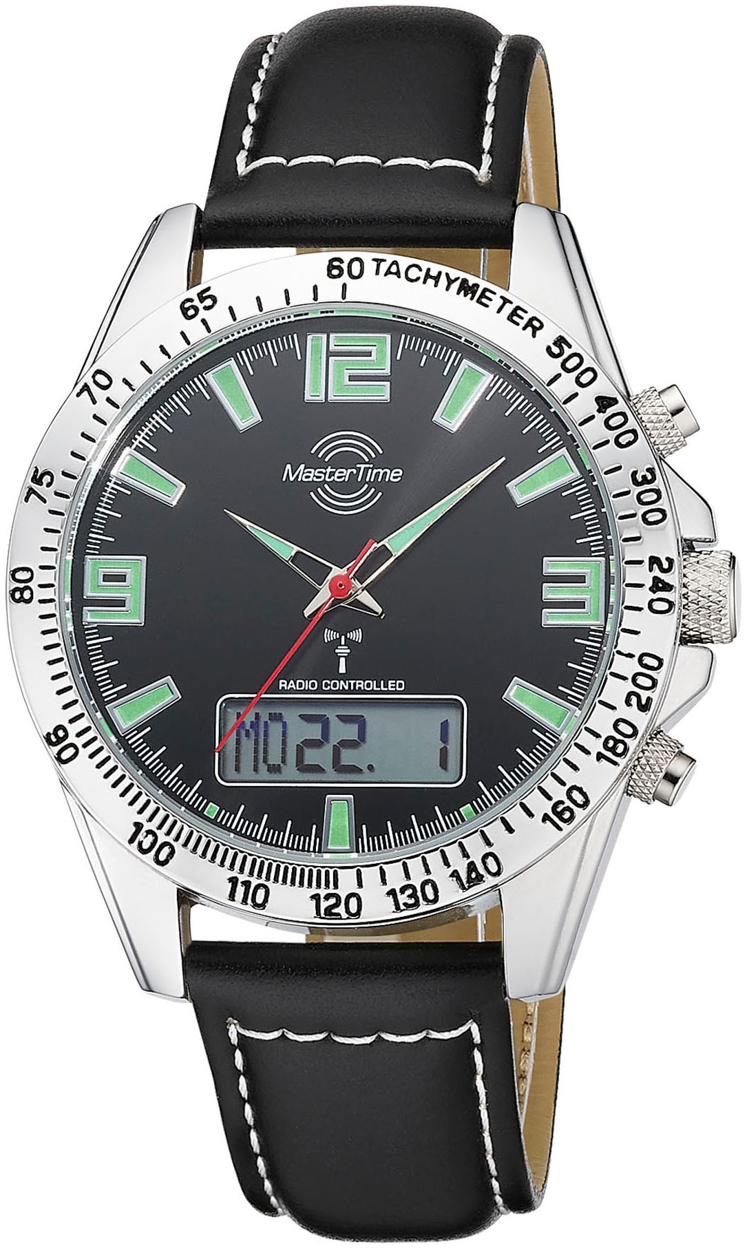 MASTER TIME Funkchronograph »Sporty«, Armbanduhr, Quarzuhr, Herrenuhr, automatischer Kalender