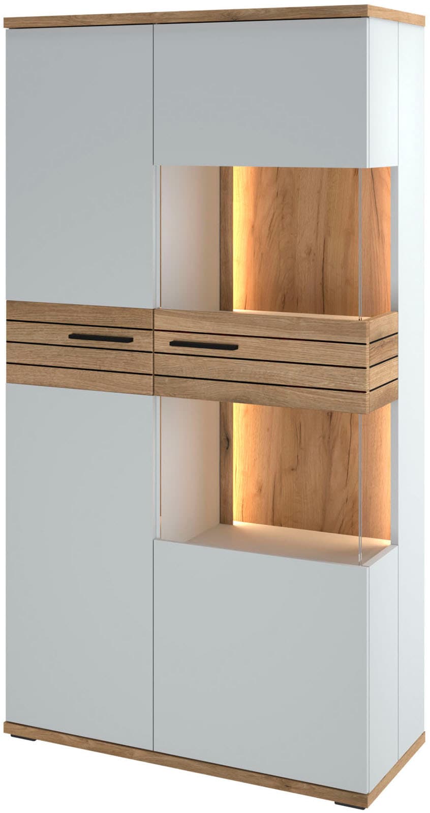 set one by Musterring Vitrine »Quincy« 1 Stk. tlg. Mit Glas und LED, in Anthrazit/Lichtgrau erhältlich, 80 cm breit