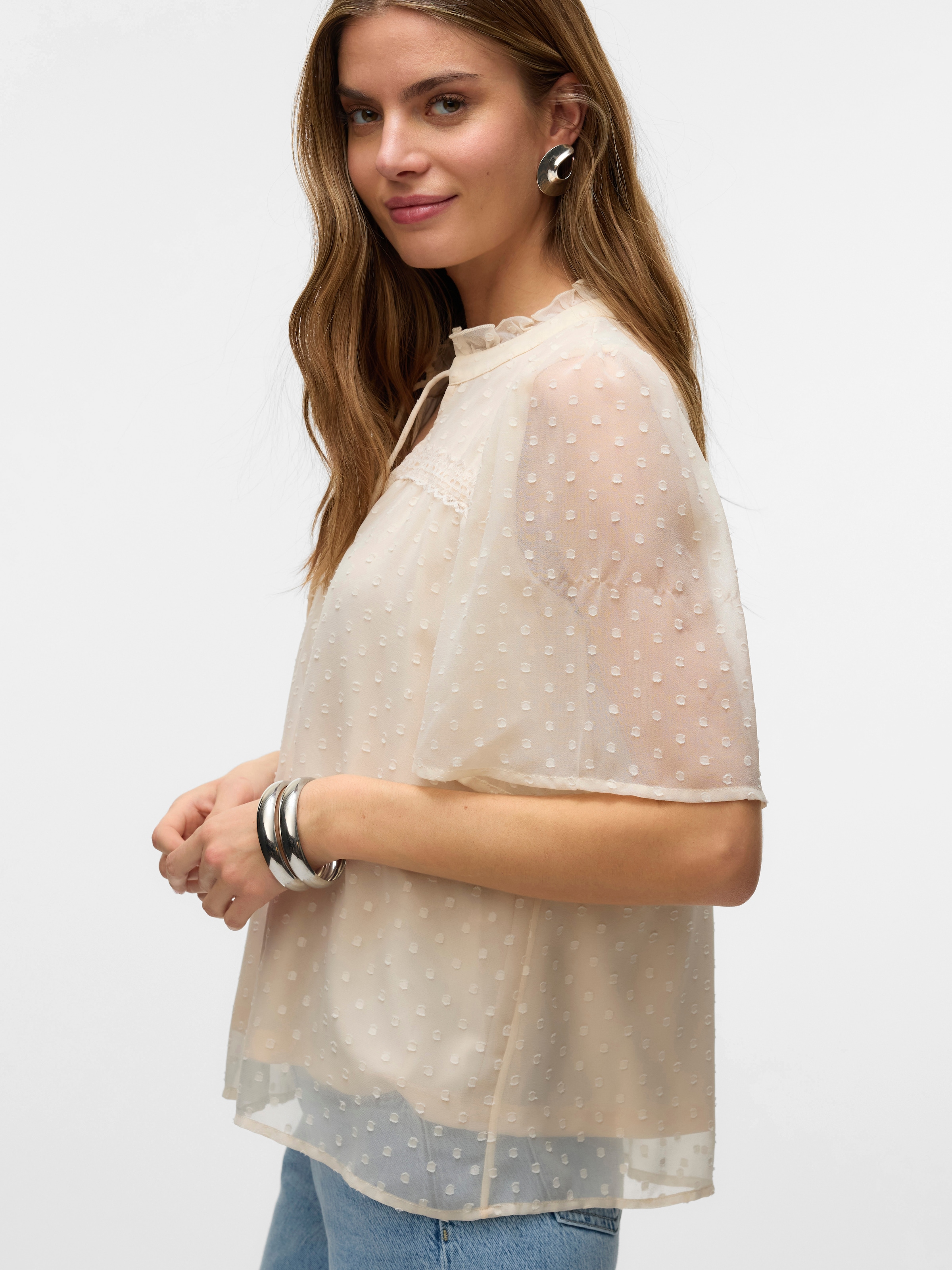 Vero Moda Spitzenbluse »VMLEAH SS LACE TOP WVN GA NOOS«