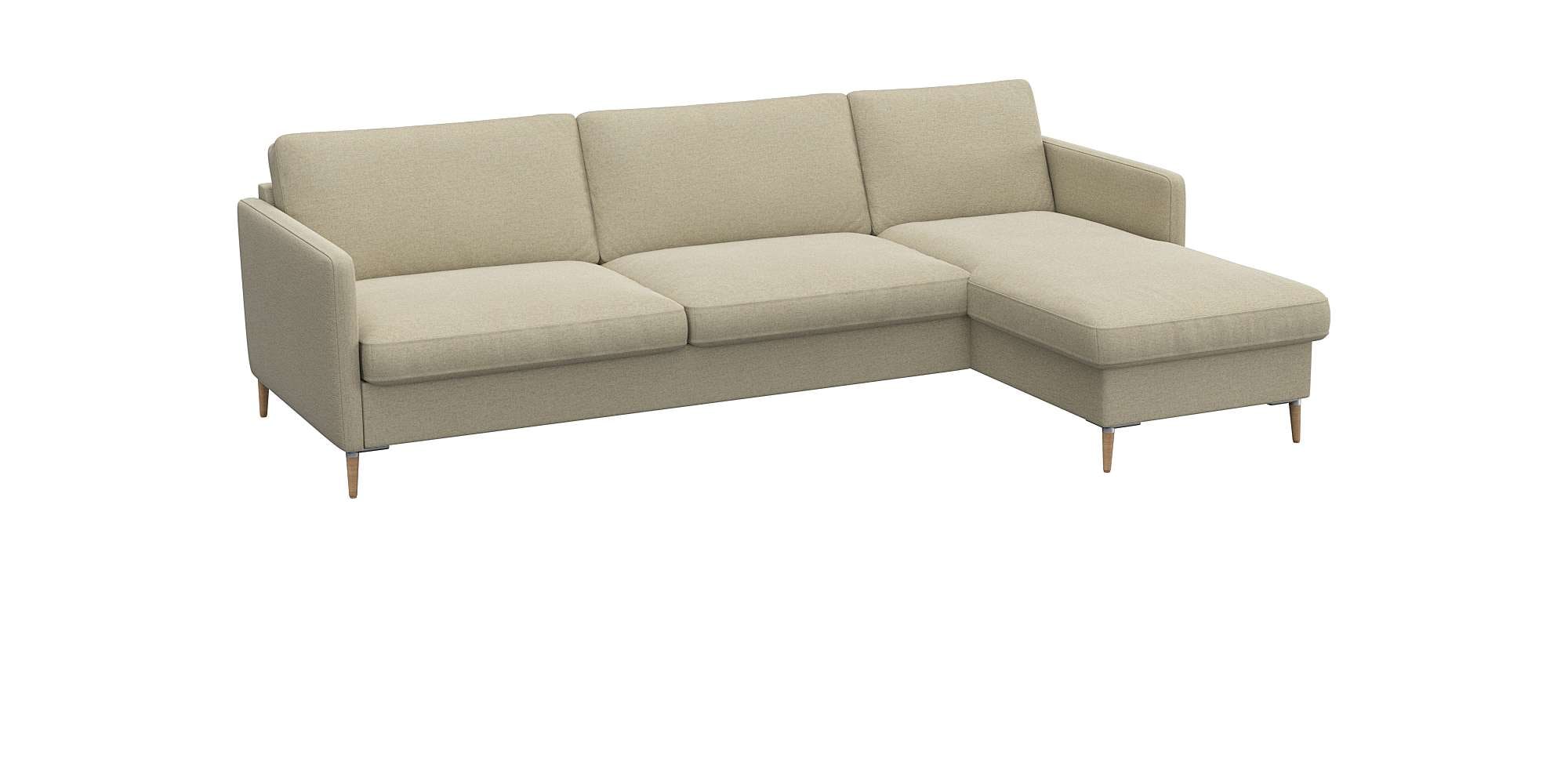 FLEXLUX Ecksofa »Fiore, super Sitzkomfort durch Kaltschaum im Sitz, L-Form« schmale Armlehnen, Füße Alu+ Eiche