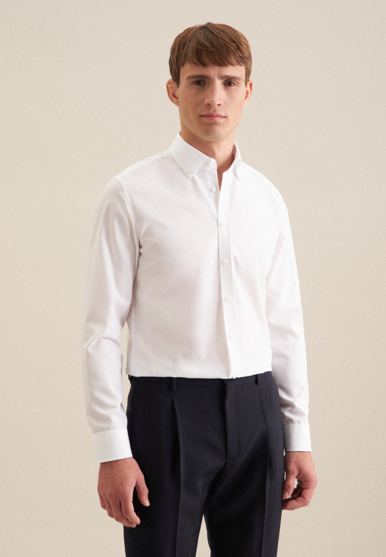 Businesshemd »Slim«, Slim Langarm Button-Down-Kragen Uni