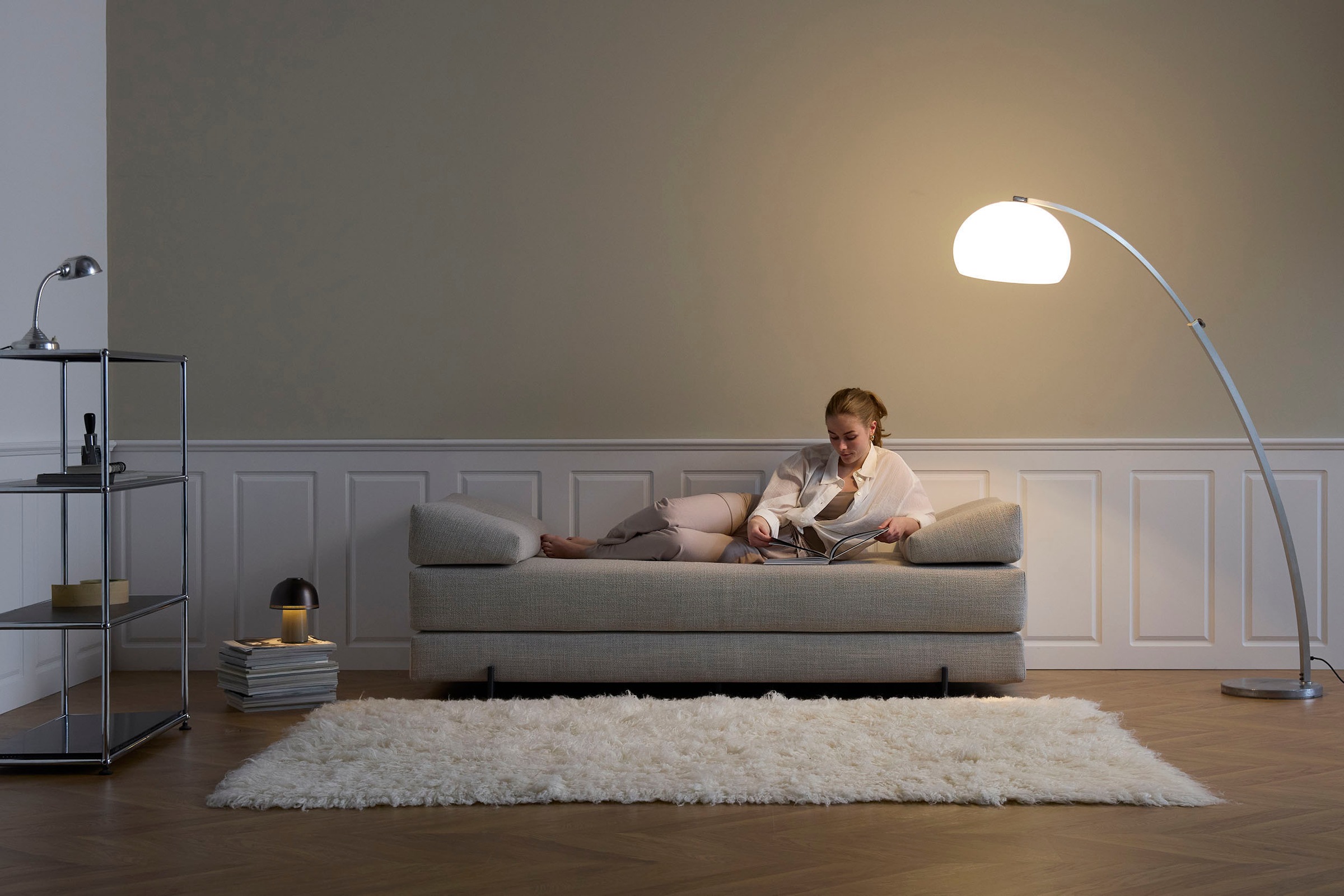INNOVATION LIVING ™ Stapelliege »Sigmund 579 Eiche-Beine« Daybed mit zwei Federkernmatratzen, Fußteil schwarz
