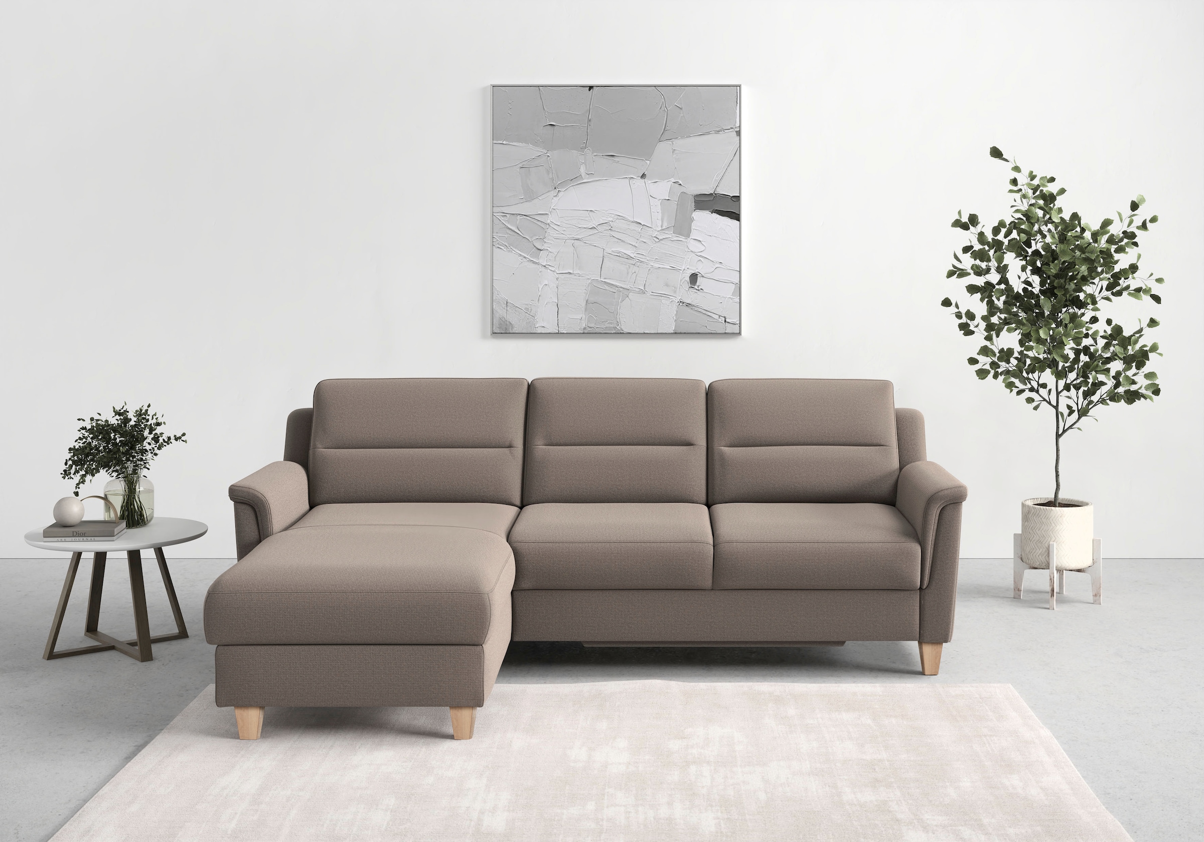 sit&more Ecksofa »Farö L-Form«, inklusive Federkern, wahlweise mit Bettfunktion und Bettkasten