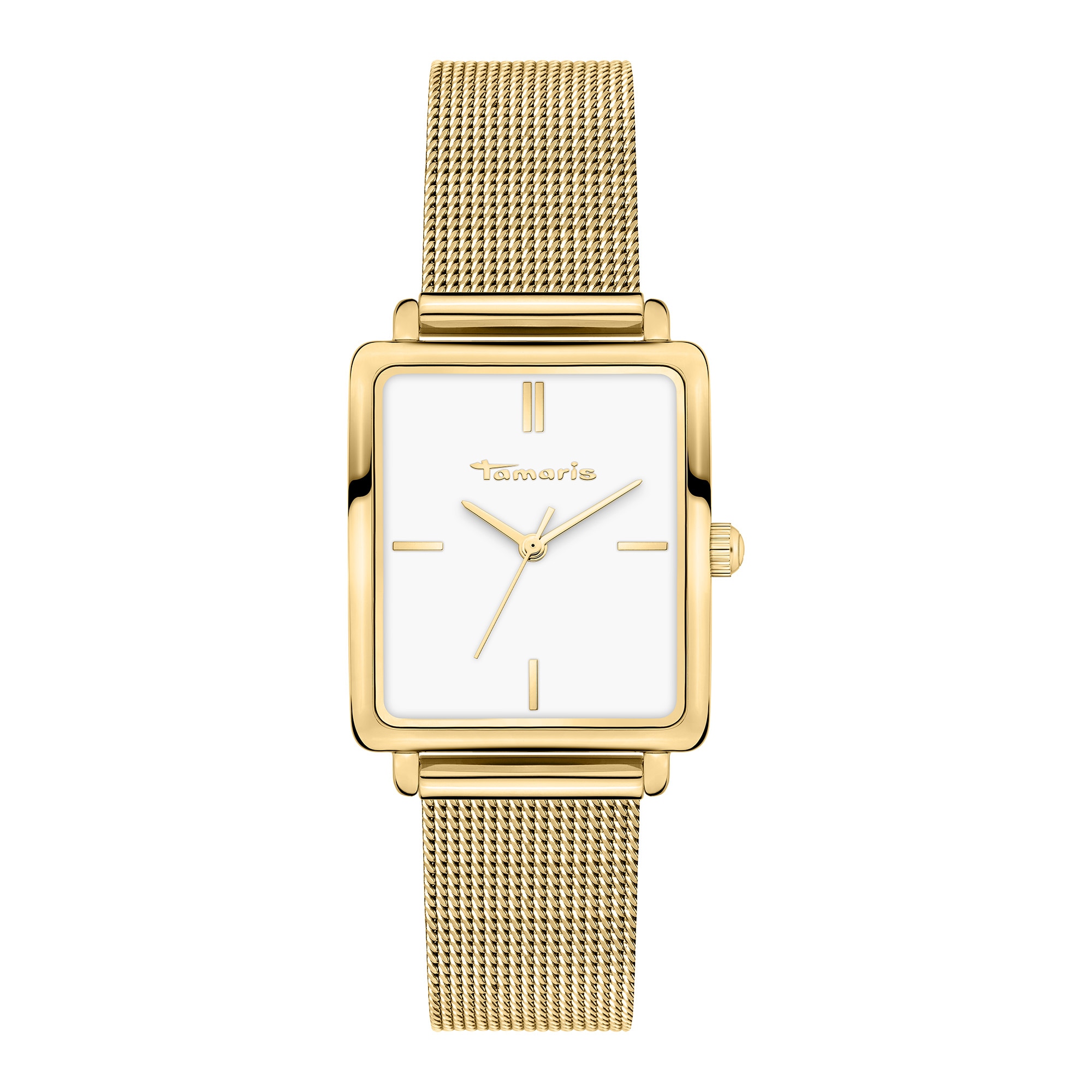 Tamaris Damen Quarzuhr »Square Meets Mesh« Armbanduhr, Damenuhr, Edelstahlarmband, analog