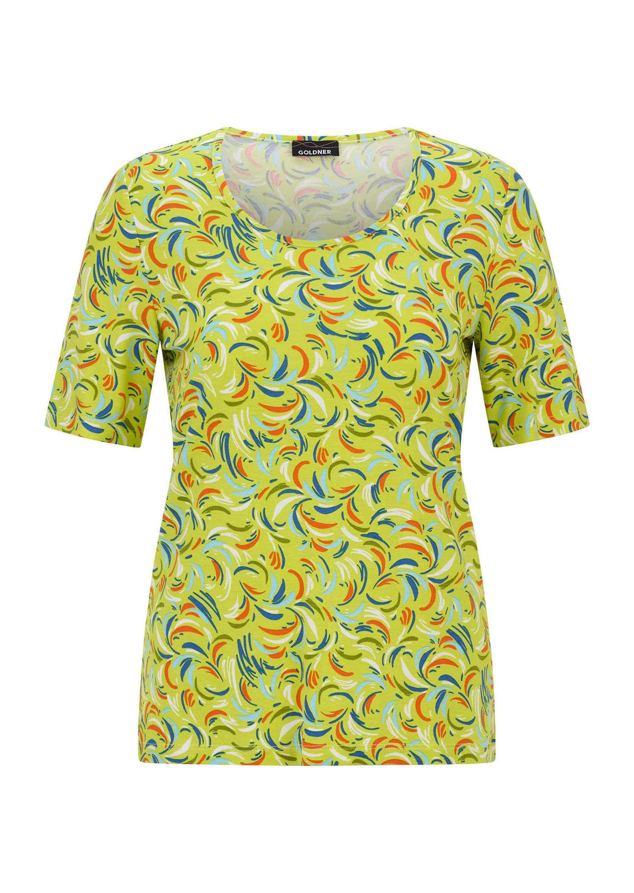 GOLDNER Kurzarmshirt »Kurzgröße Viskoseshirt mit frischem All-over-Print« stretchbequemer Viskosejersey