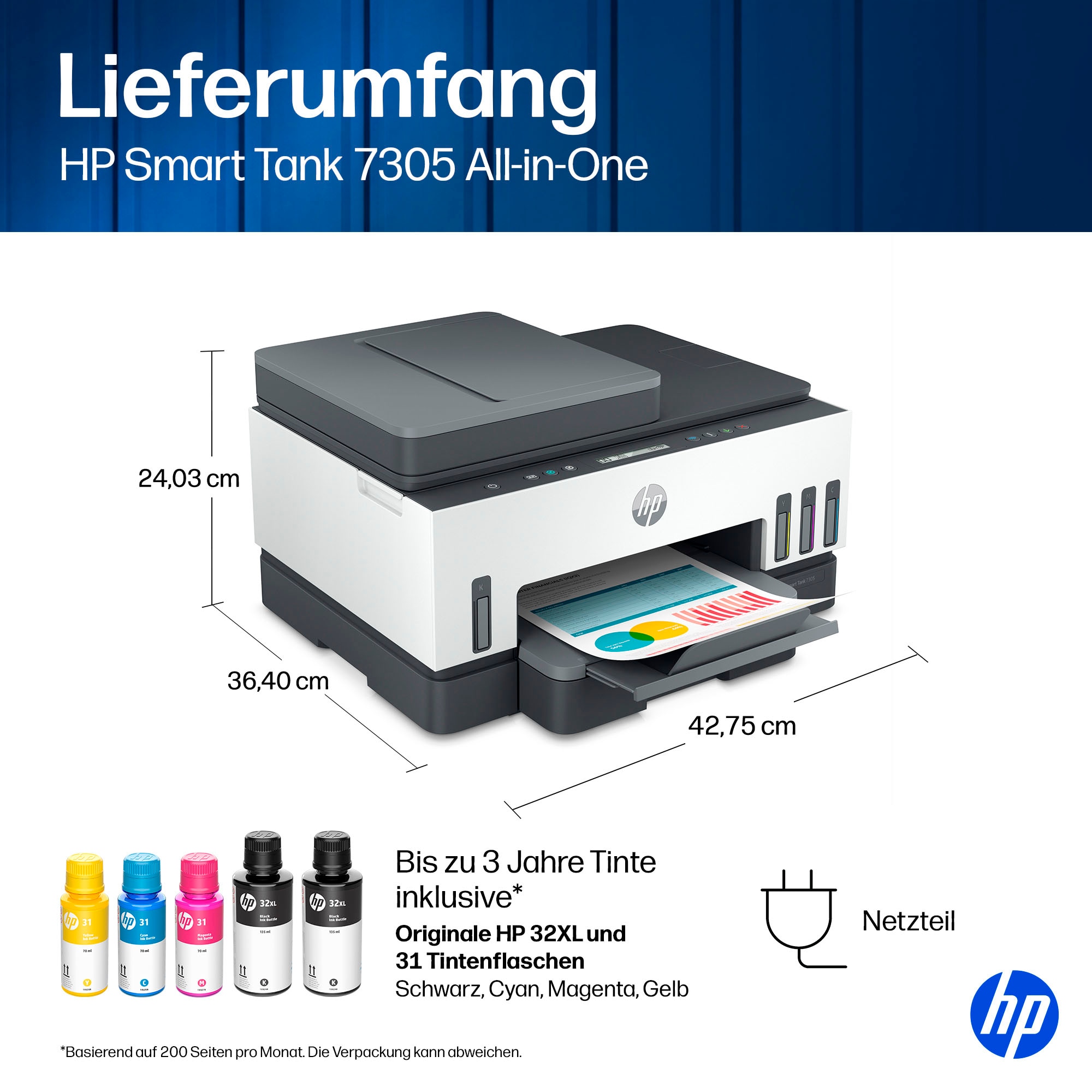 HP Multifunktionsdrucker »Smart Tank 7305  (28B75A)« Bis zu 30€ Cashback sichern! Nur bis zum 31.10.2026