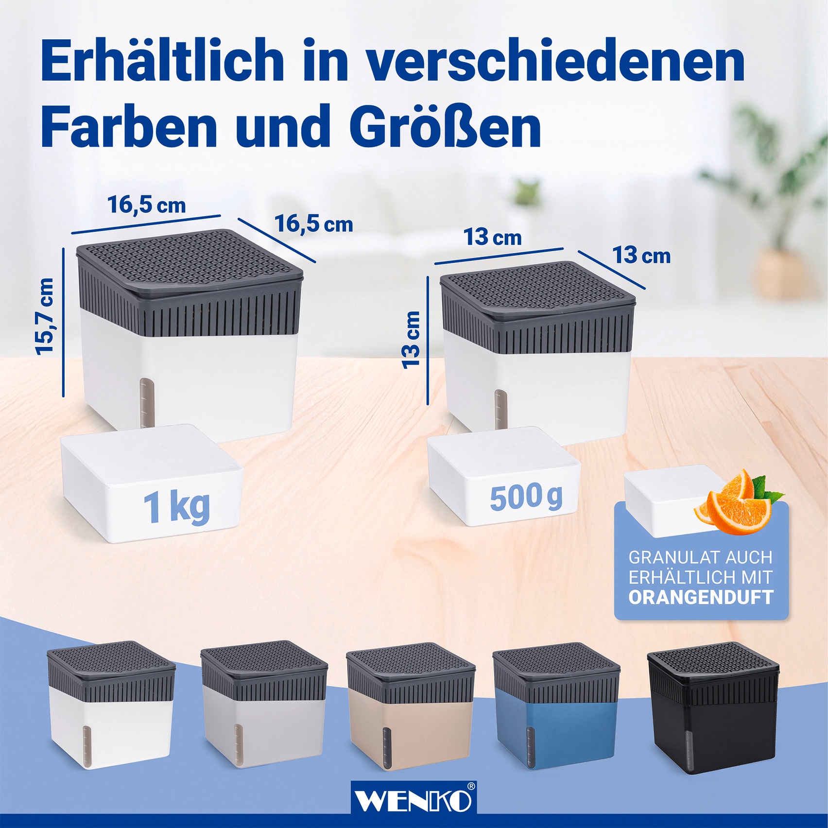 WENKO Luftentfeuchter »Modell Cube« für 40 m³ Räume Tank 0,8 l mit 2 x 500 g Entfeuchter-Blöcken, für Räume bis 40 m³