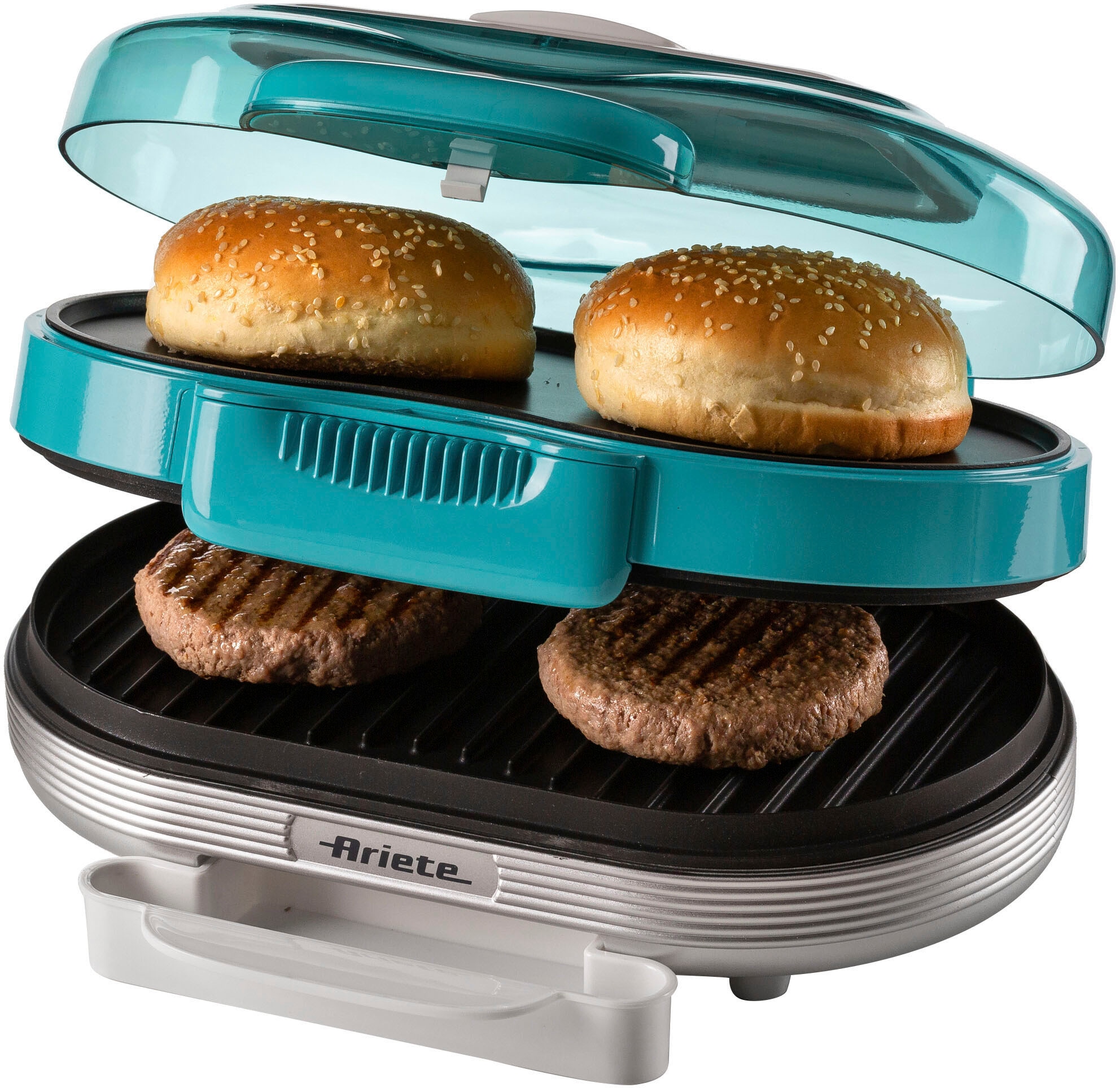 Ariete Hamburger Maker »205B Party Time Hambuger Maker, blau«, 1200 W, 2 Grillplatten: unten...