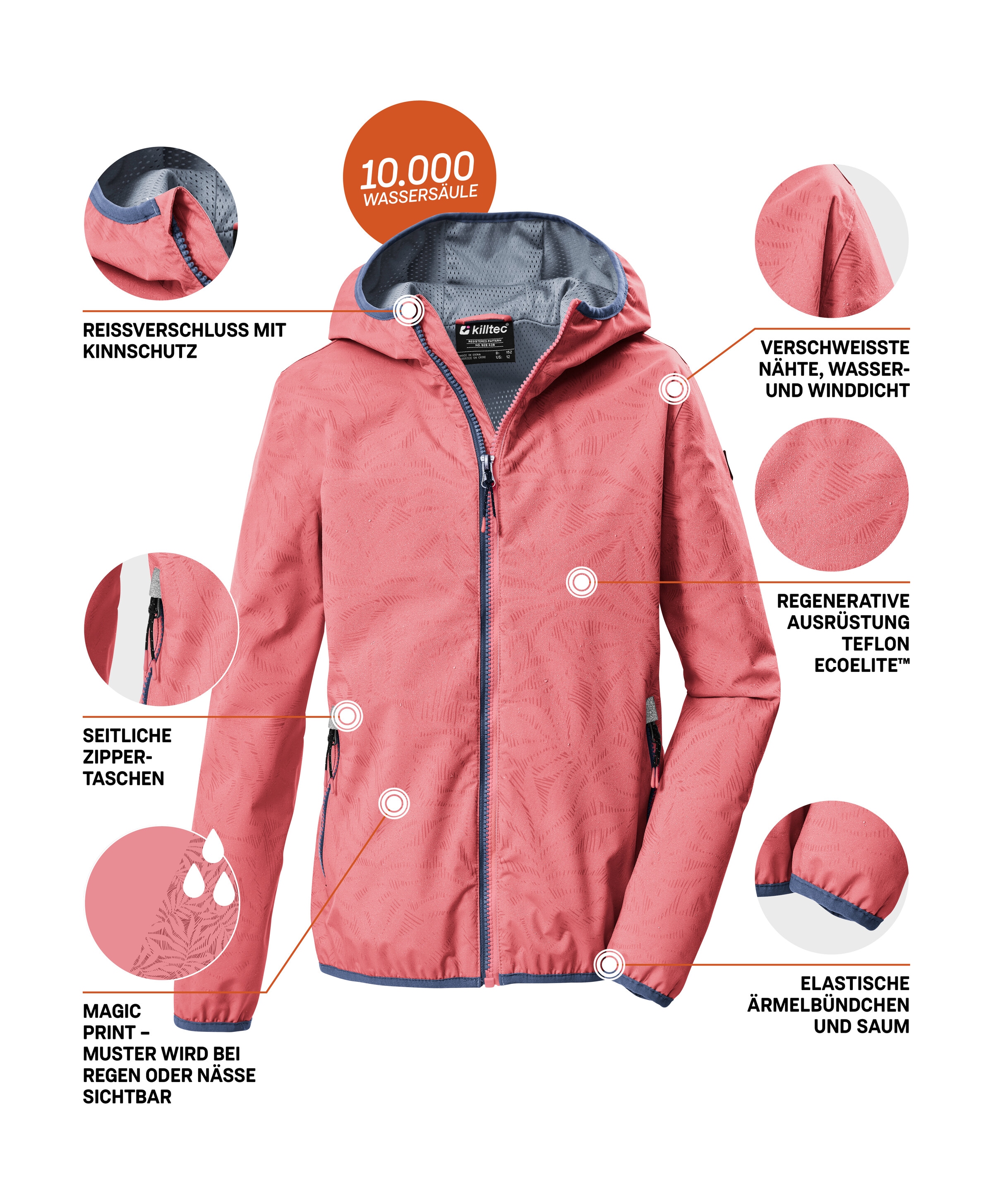 Killtec Funktionsjacke »KOS 156 GRLS JCKT« Wind- und wasserdichte Mädchenjacke mit Magic Print