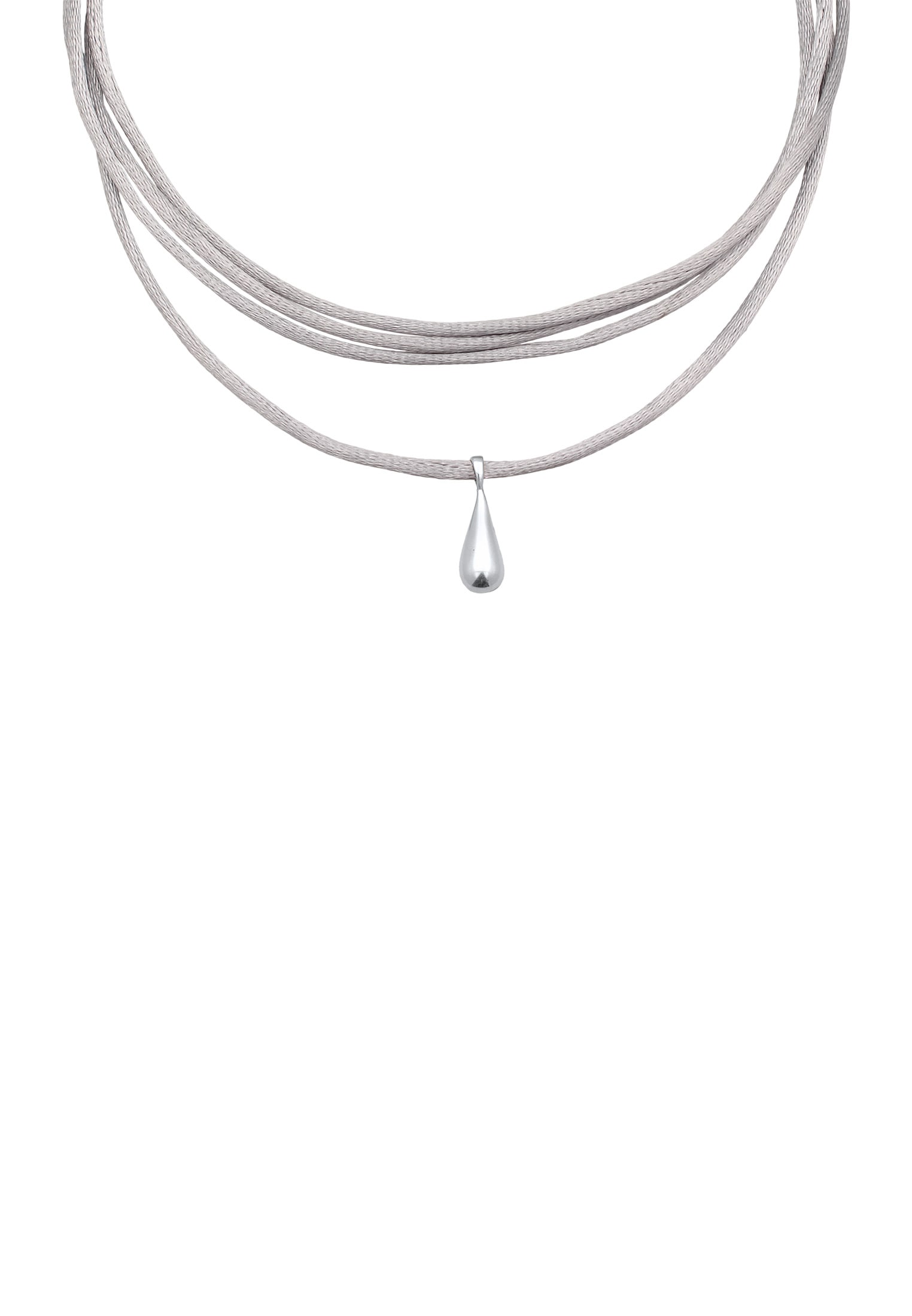 Elli Kette mit Anhänger »Halskette Satinband Tropfen Anhänger 925 Silber«