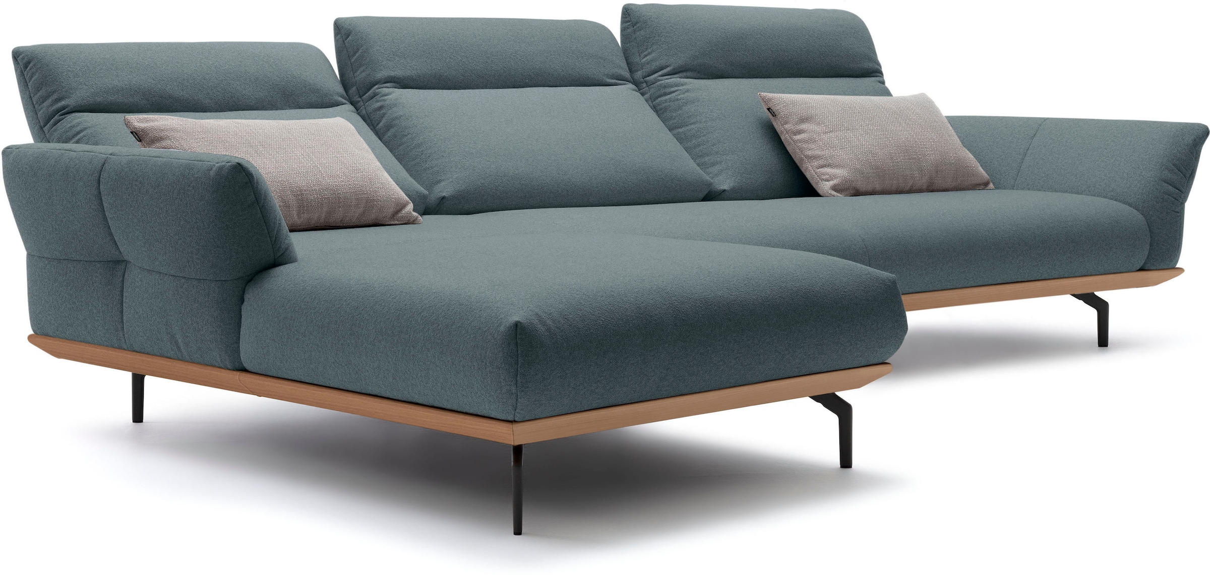 Creation BY ROLF BENZ Ecksofa »CR.460«, Sockel in Eiche, Winkelfüße in Umbragrau, Breite 338 cm