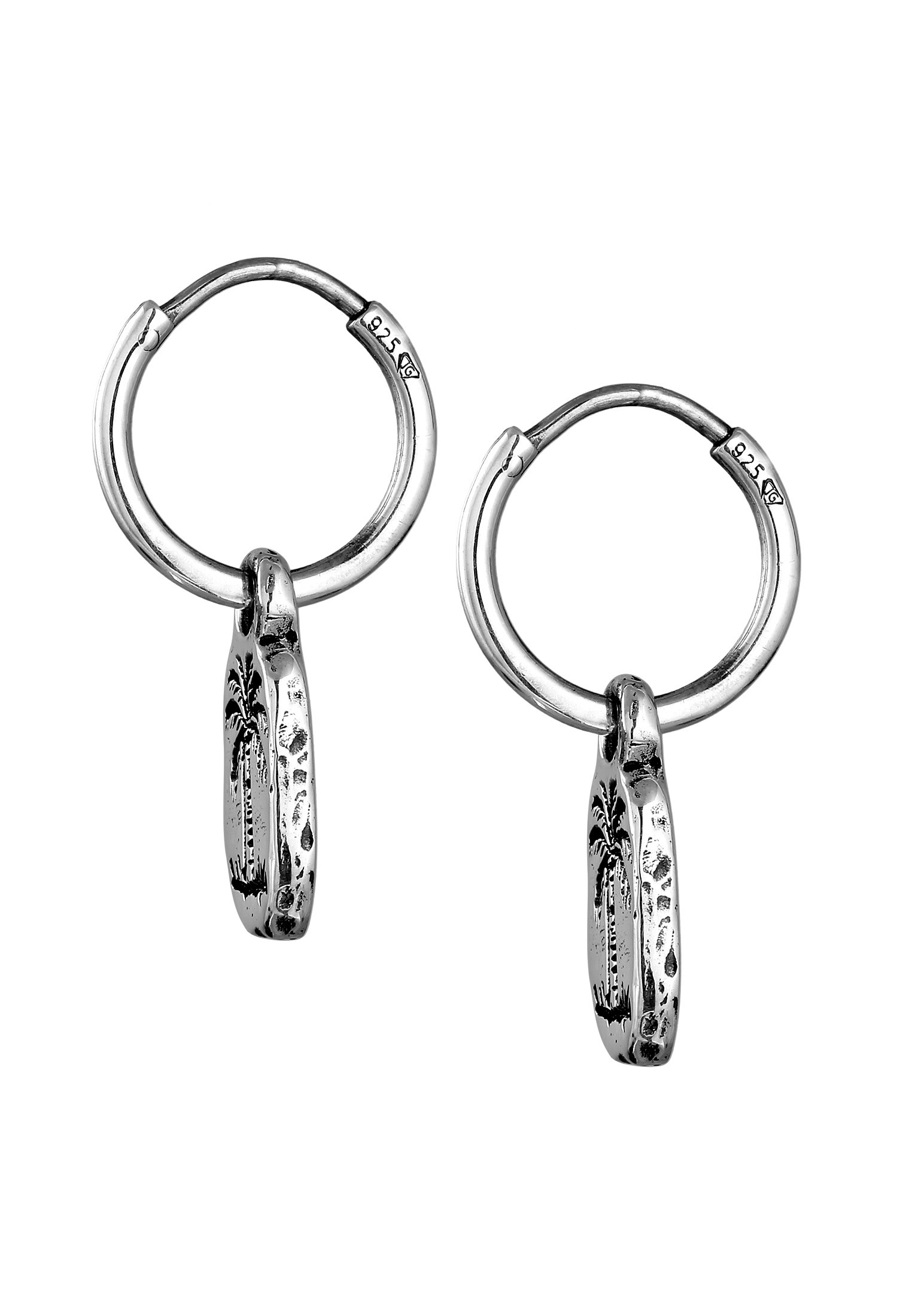 HAZE & GLORY Paar Creolen »Ohrringe Creolen - Coconut Society Palme 925 Sterling Silber«