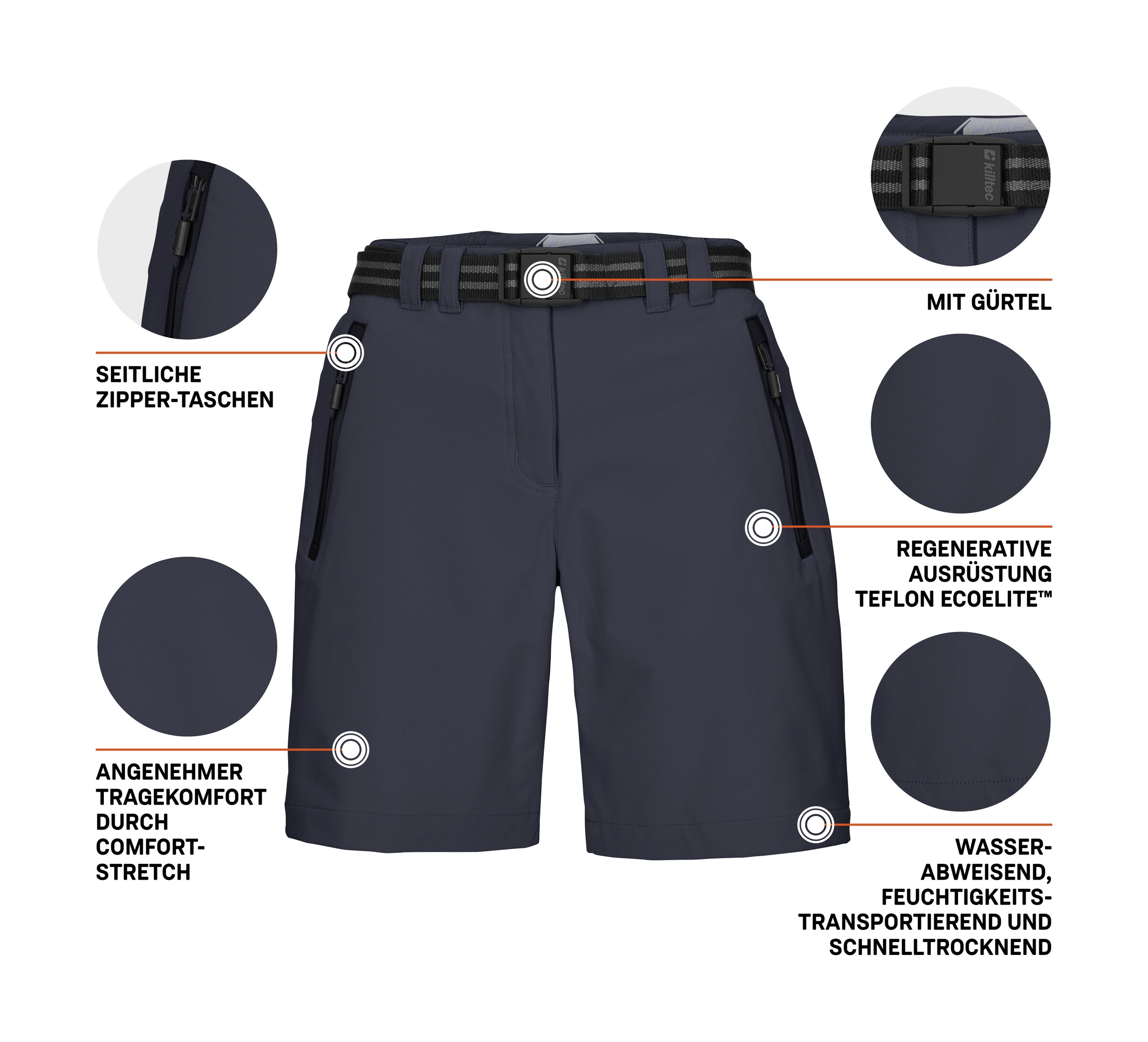 Killtec Bermudas »KOS 19 WMN BRMDS«  wasserabweisend, schnelltrocknend, Stretch-Material, inkl. Gürtel