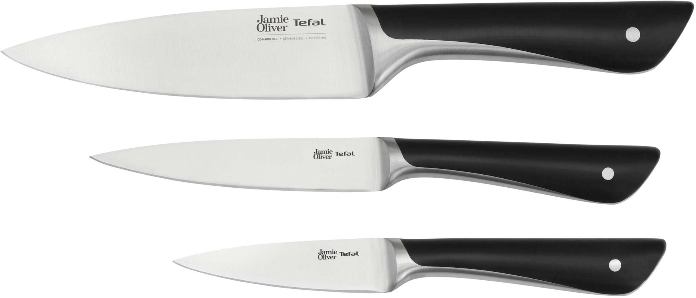 Tefal Messer-Set »K267S3 Jamie Oliver«, (Set, 3 tlg.), hohe Leistung, unverwechselbares Design, widerstandsfähig/langlebig