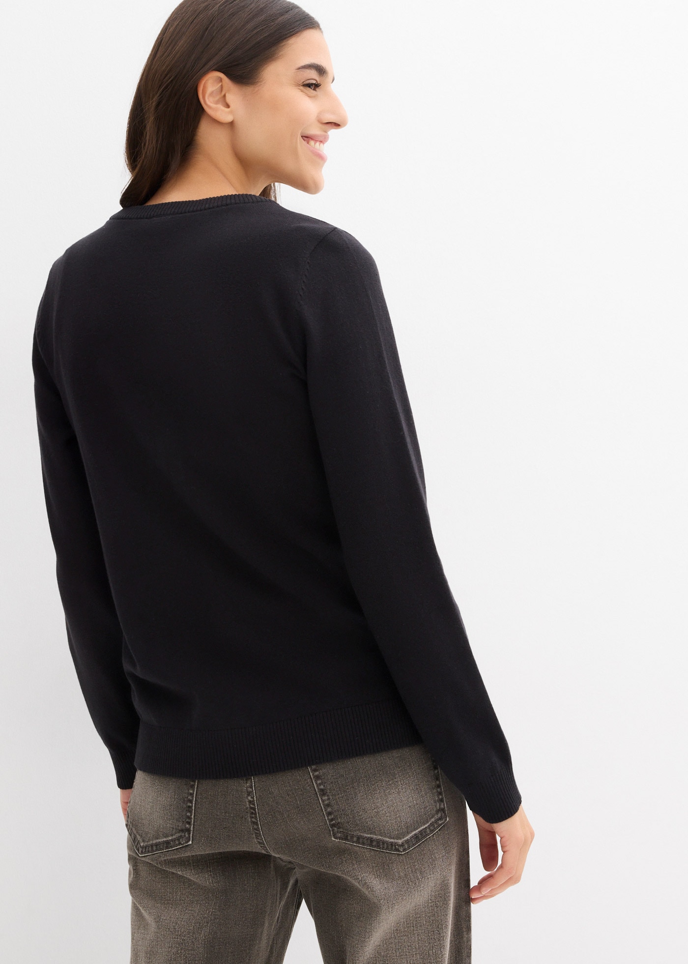 bonprix Strickjacke lockere Passform, hoher Baumwollanteil, mit Knopfleiste