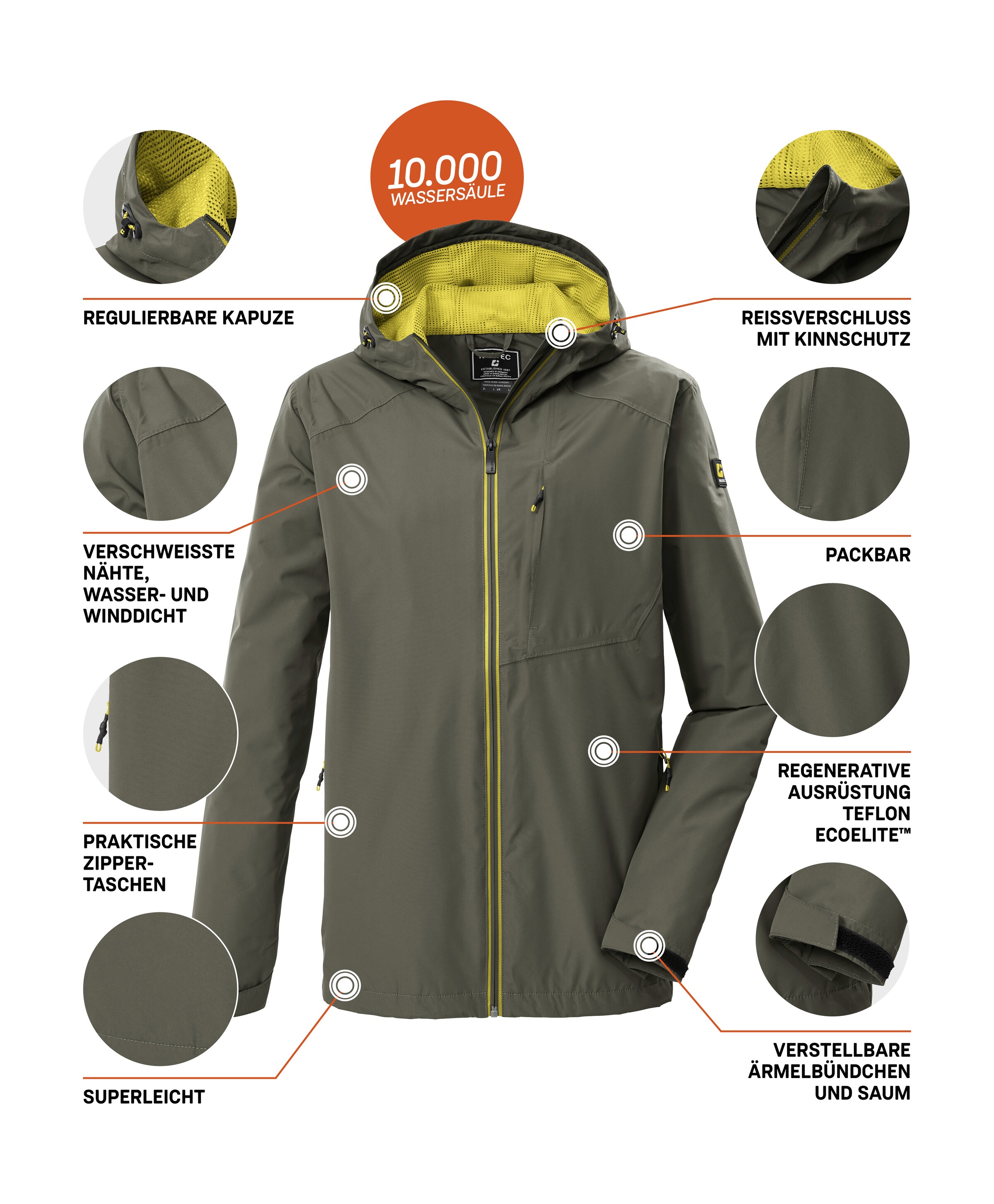 Killtec Funktionsjacke »KOS 56 MN JCKT« Leichte, wasserdichte Jacke, atmungsaktiv, kompakt verstaubar