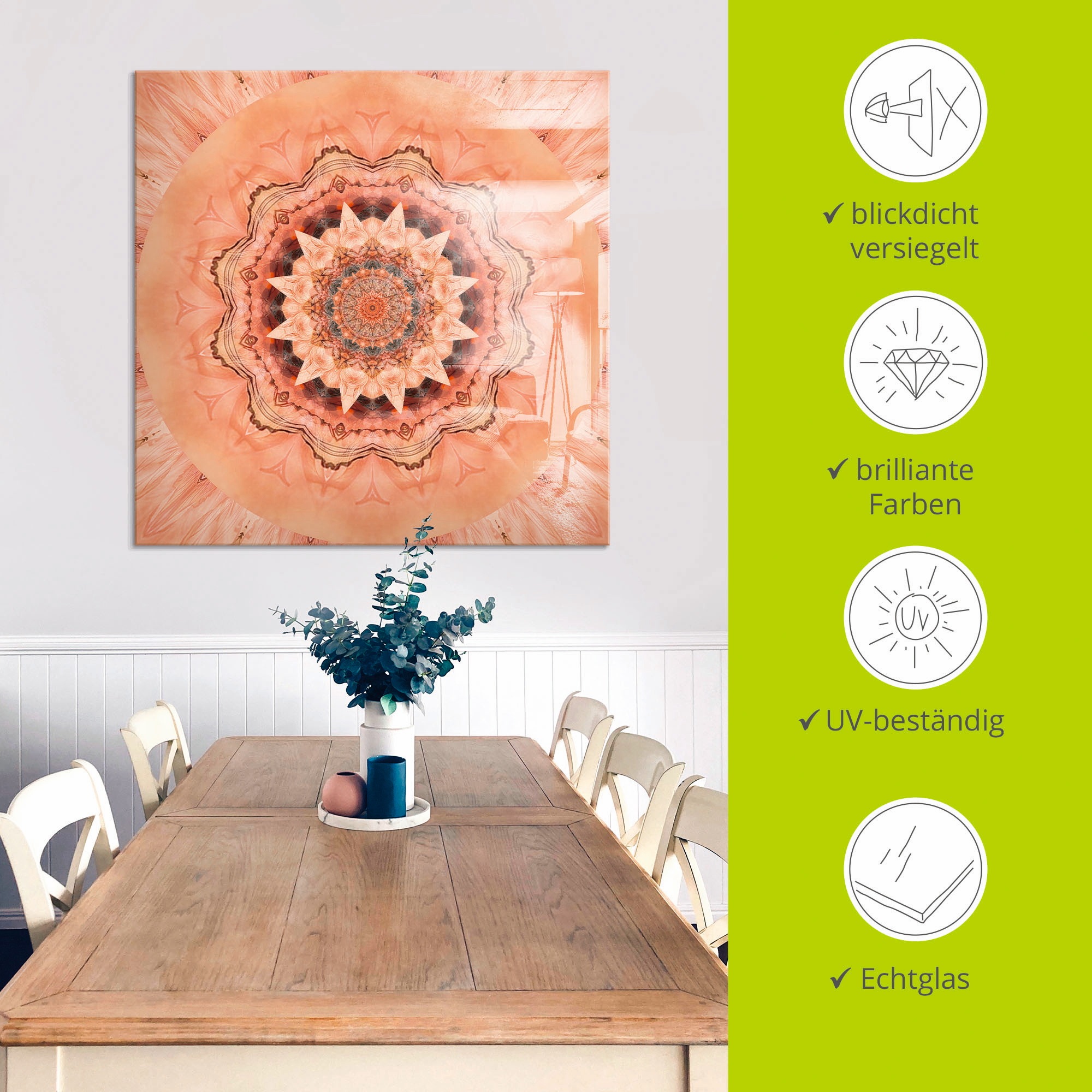 Artland Glasbild »Mandala Barmherzigkeit«, Muster, (1 St.), in verschiedenen Größen