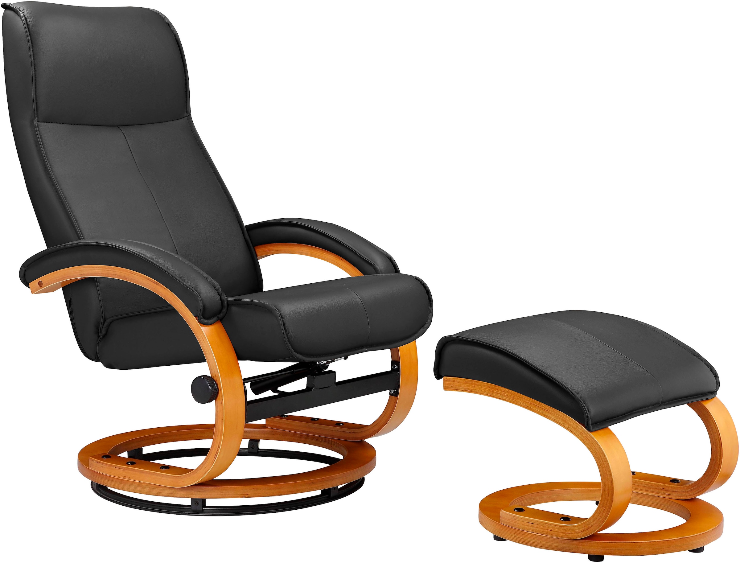 Home affaire Relaxsessel »Paris, TV-Sessel mit Hocker und manueller Liegefunktion«, (Set, 2 St., bestehend aus Sessel und Hocker), Set (Sessel und Hocker), Dreh- und Kippfunktion, NaturLEDER®