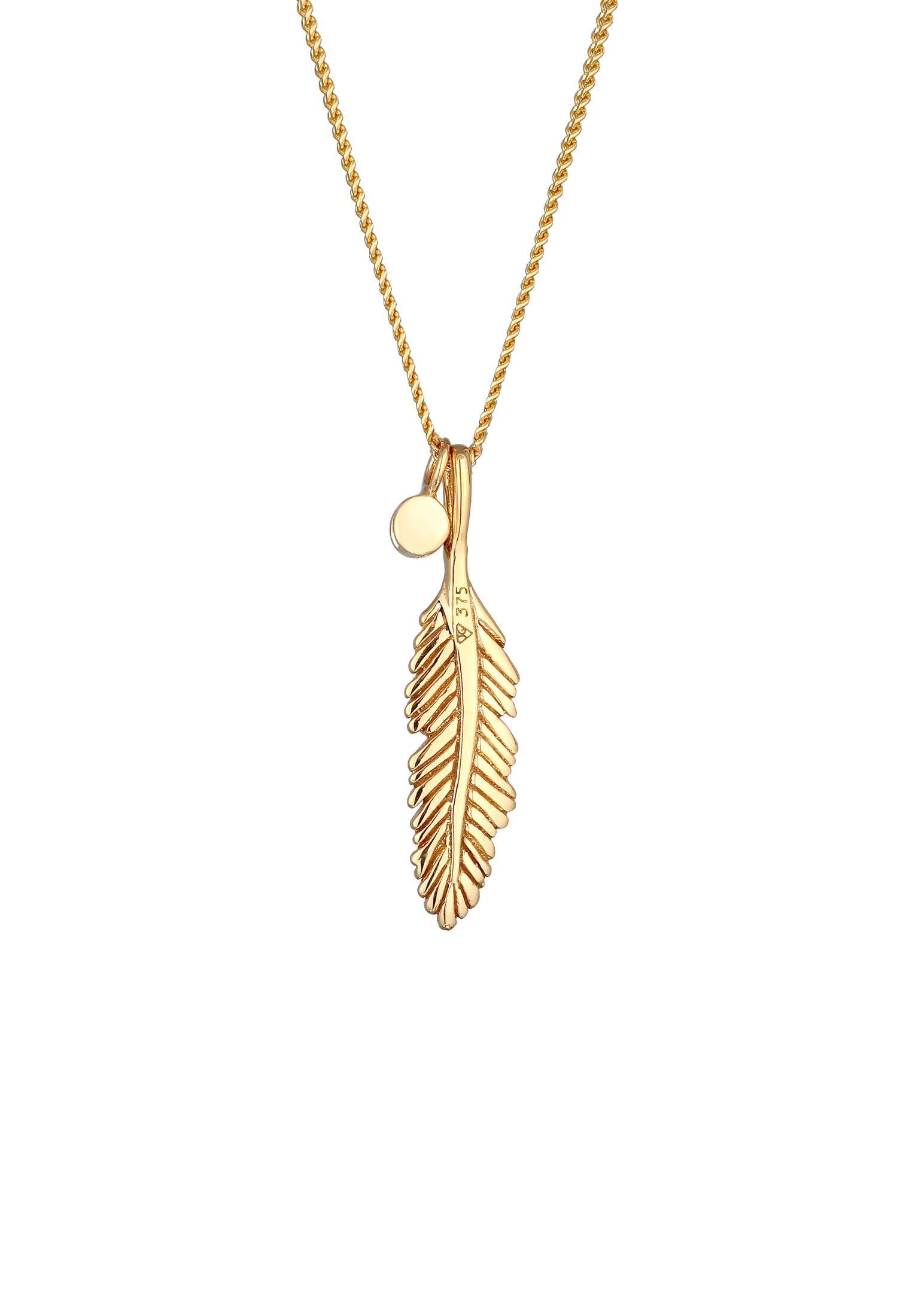 Elli Premium Silberkette »Halskette Feder Boho Topas Panzerkette 375 Gelbgold«