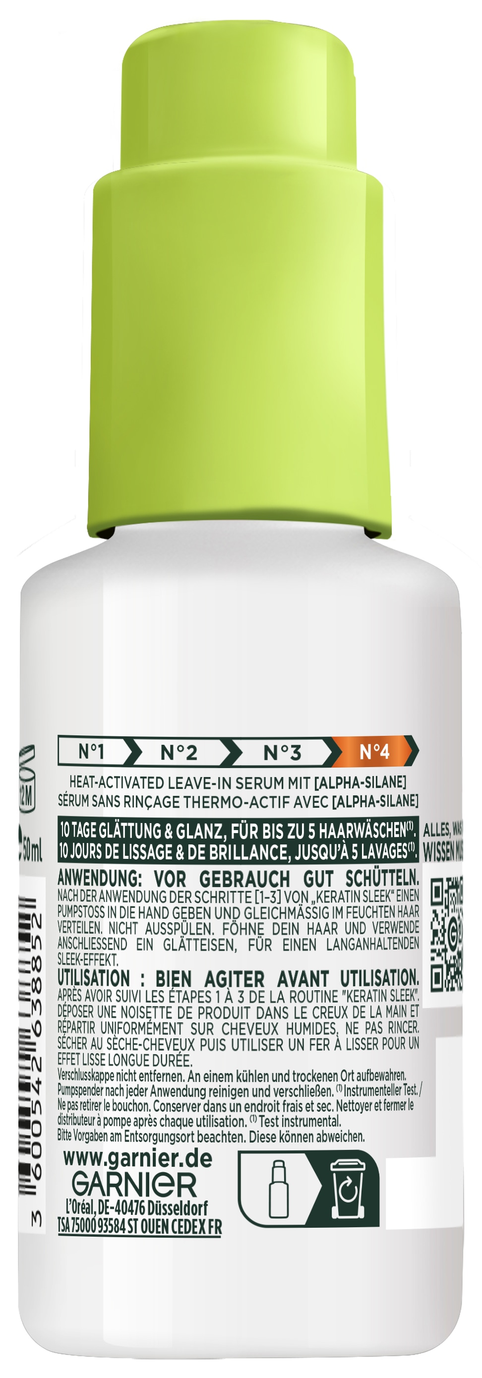 GARNIER Haarserum »Garnier Fructis Sleek & Stay Heat-Activated Serum«, Für trockenes, zu Frizz neigendes Haar, bietet Schutz für Haarfaser.