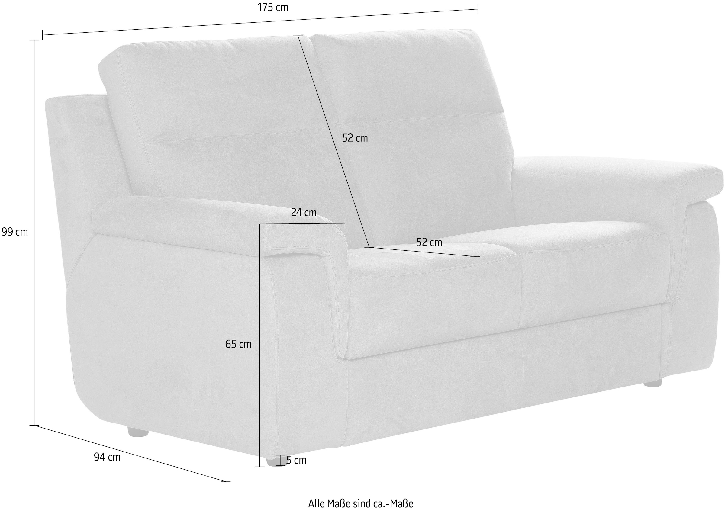 Nicoletti Home 2-Sitzer »Alan«, Breite 175 cm, wahlweise mit Relaxfunktion