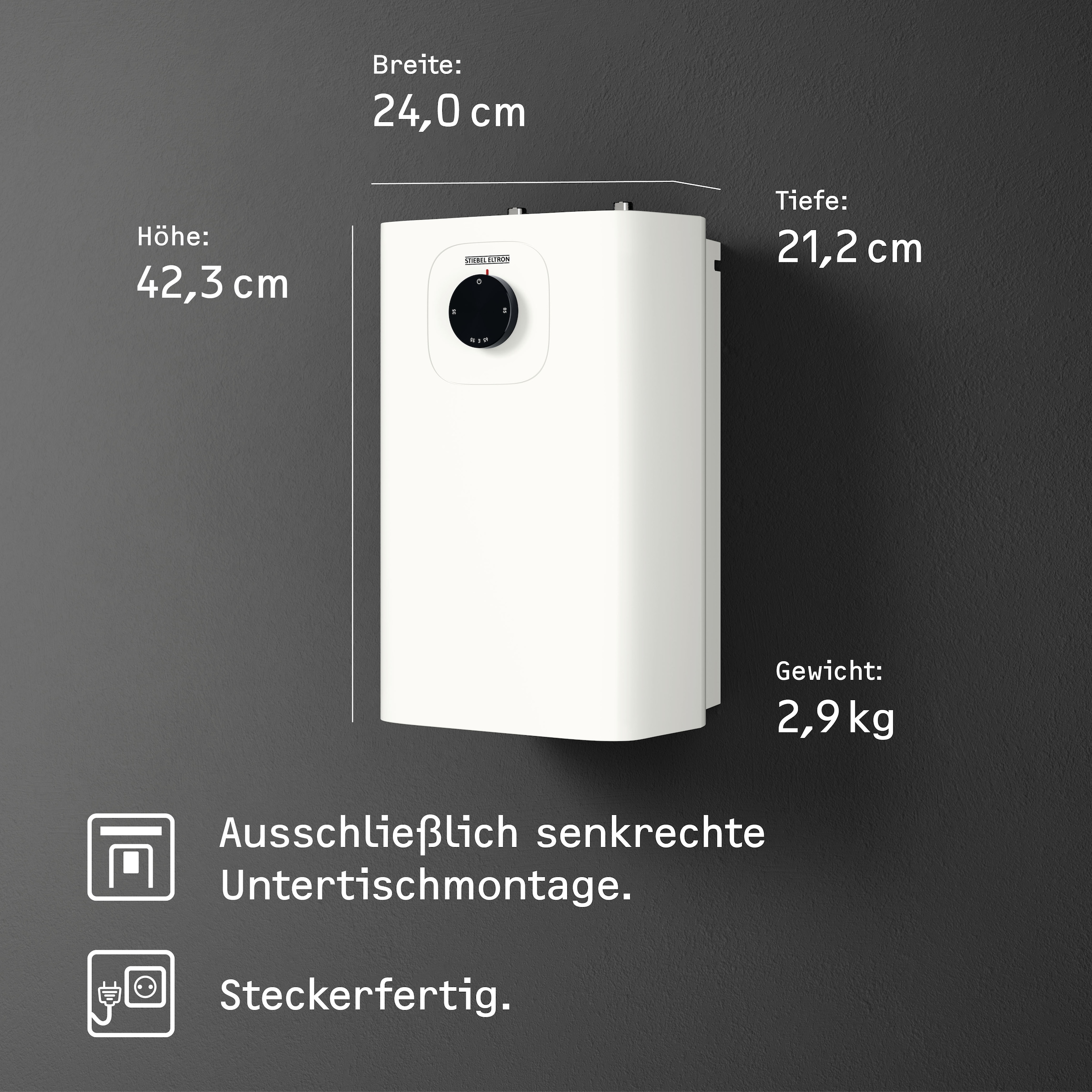 STIEBEL ELTRON Kleinspeicher »SNU 5 Plus, Untertischboiler 5 Liter« Niederdruck , mit Stecker