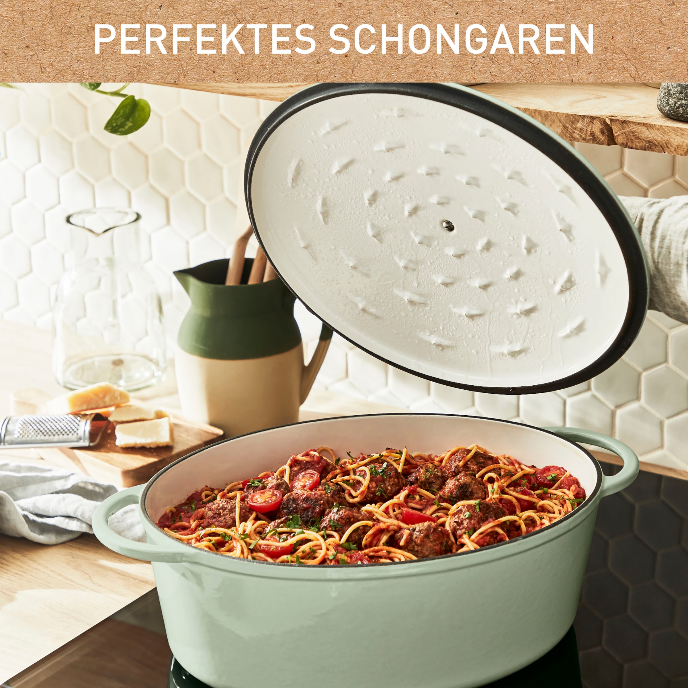 Tefal Bräter »LOV Schmortopf mit Deckel, Ø 34 cm, oval«, Gusseisen, Induktion, für alle Herdarten geeignet, inkl. E-Book