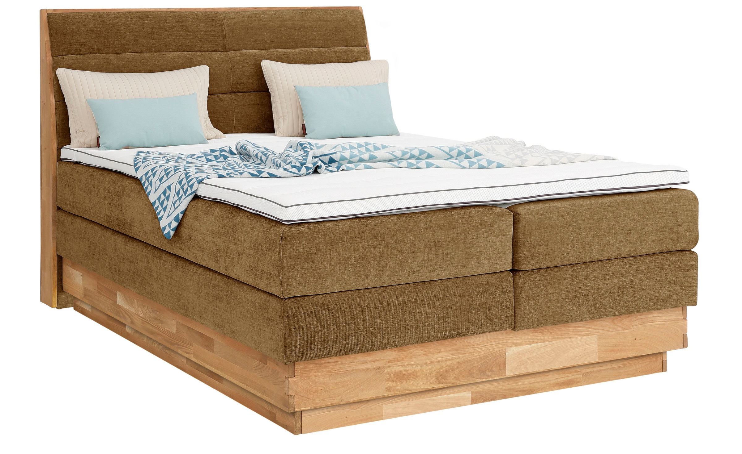OTTO products Boxspringbett »Jenna«, ohne LED-Beleuchtung, mit zertifizierten, recycelten Bezugsstoffen