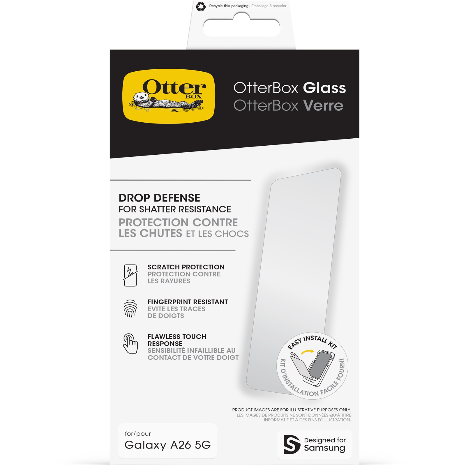 Otterbox Displayschutzglas »Glass für Samsung Galaxy A26«, für Samsung Galaxy A26 5G, Displayschutzfolie, Schutzfolie, Bildschirmschutz, kratz- & stoßfest