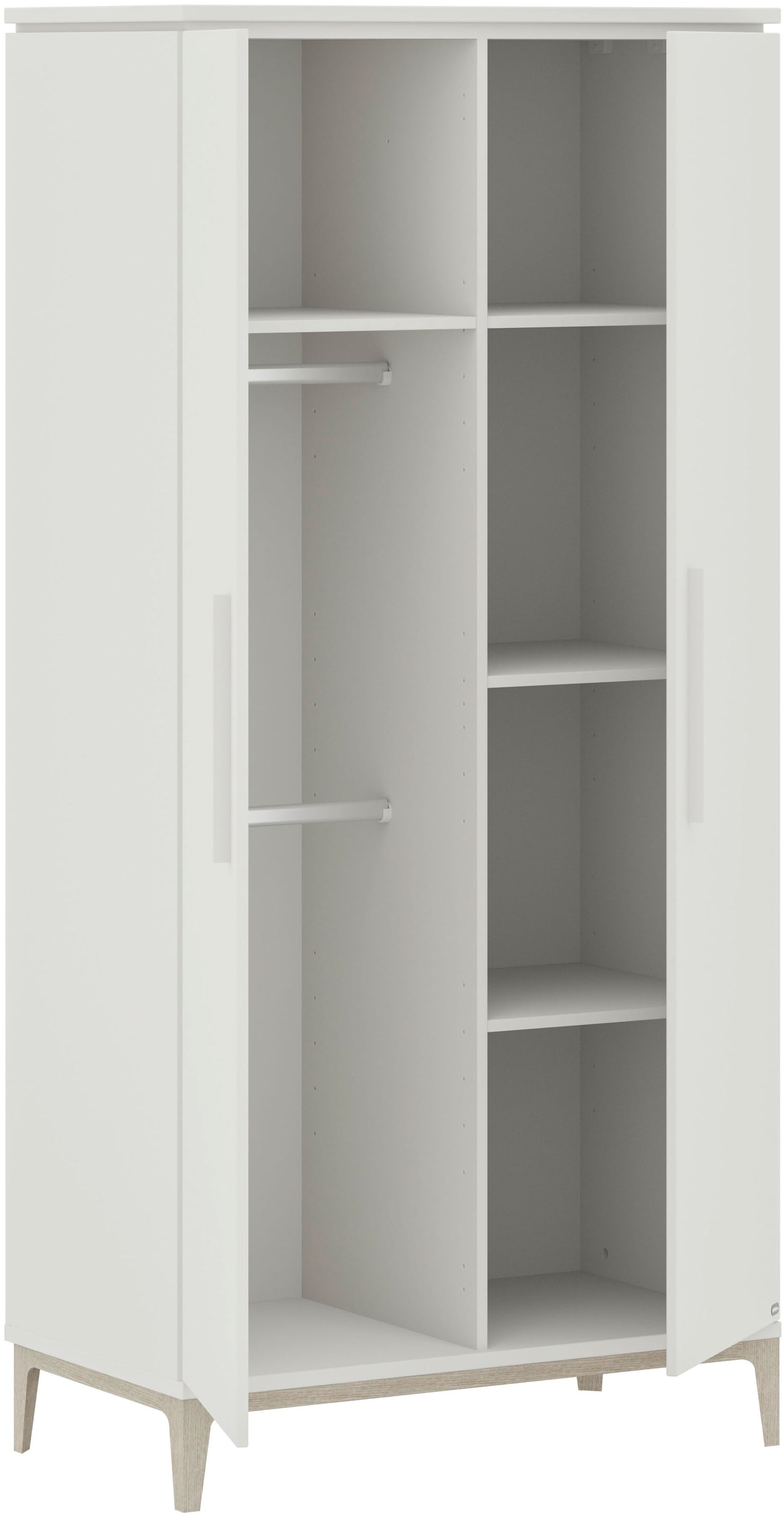 PAIDI Kleiderschrank »CUTIE LEA in Weiß, verschiedene Größen, Türen mit Soft-Close-Funktion« B/H/T ca. 95-131/200/52cm, mit 2 oder 3 Türen, Off-White,  stabiler Drehtürenschrank aus Holz, mit Kleiderstangen & Einlegeböden