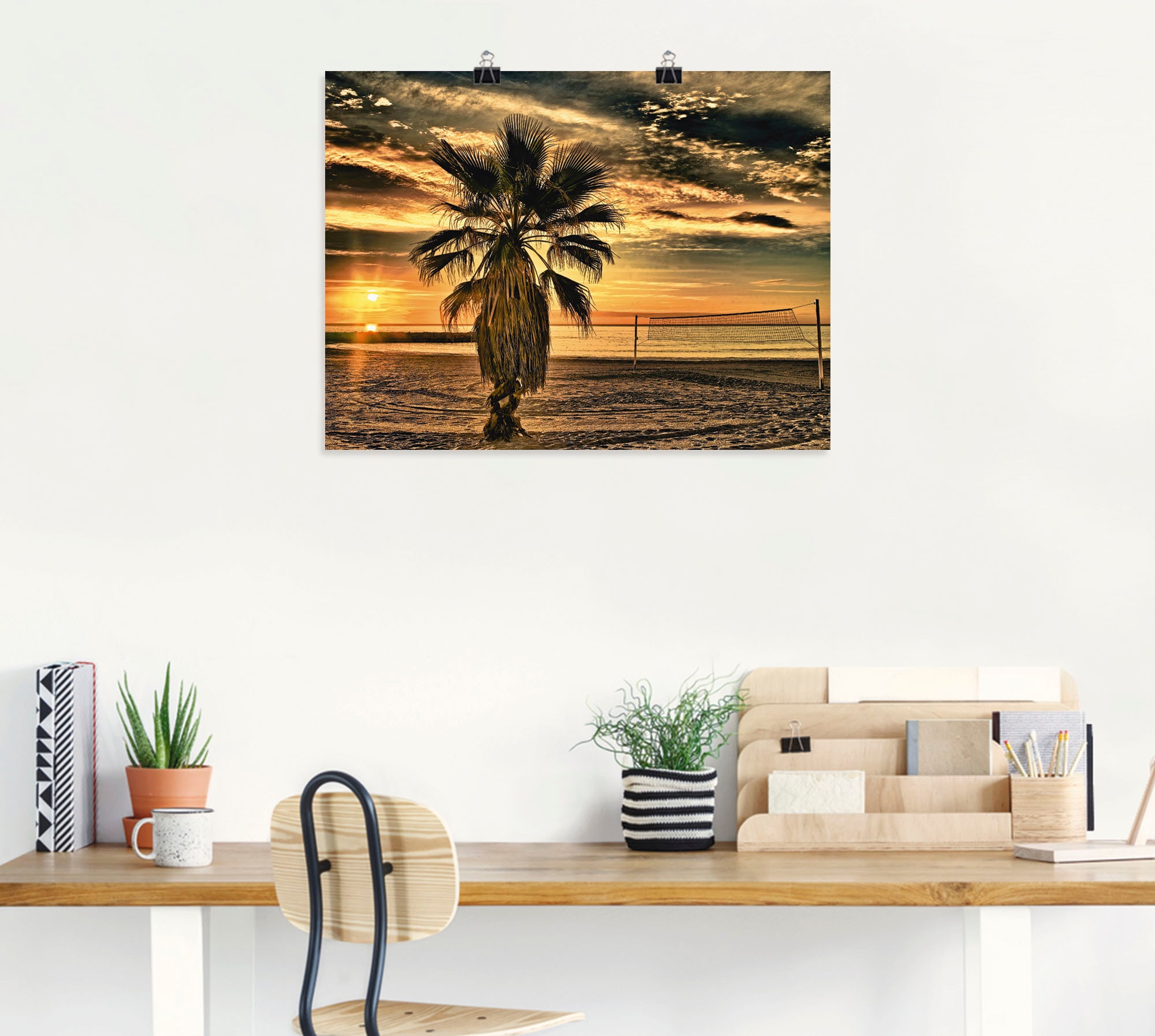 Artland Wandbild »Palme bei Sonnenuntergang«, Sonnenaufgang & -untergang, (1 St.), als Leinwandbild, Poster in verschied. Größen
