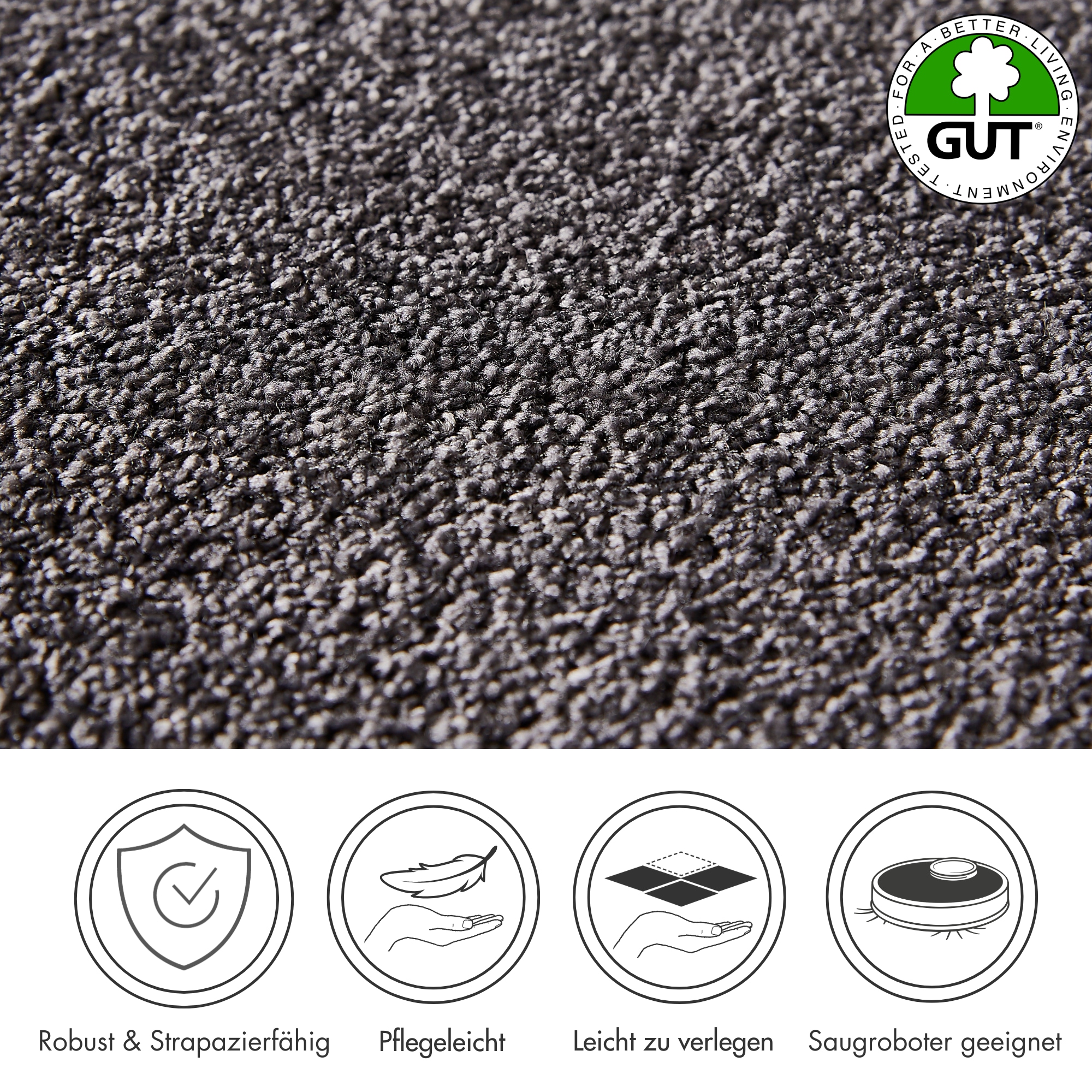 Andiamo Teppichboden »Verona, Velours, Made in Belgium«, rechteckig, 6 mm Höhe, Uni Farben, Breite 400 cm oder 500 cm, strapazierfähig, pflegeleicht