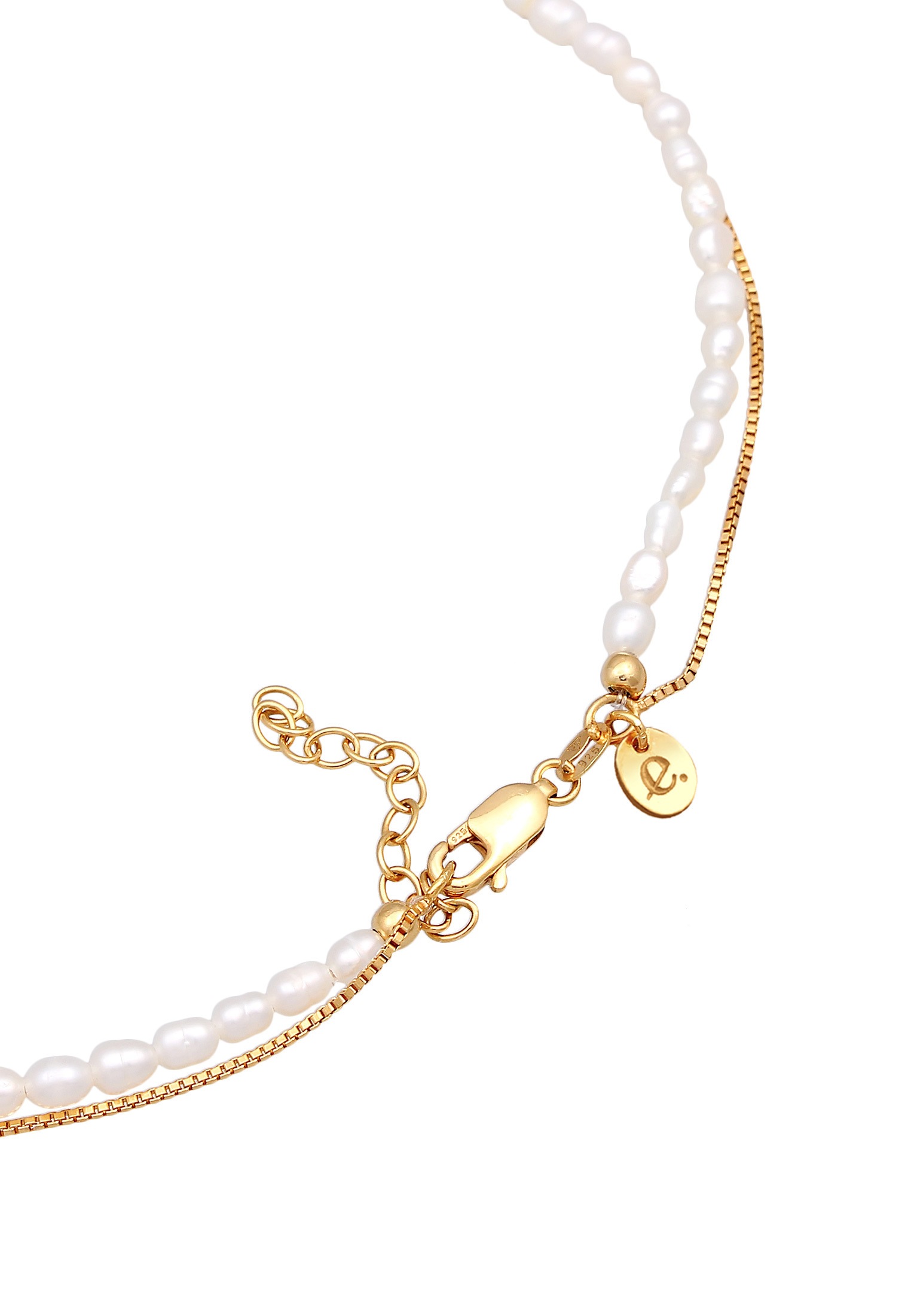Elli Premium Silberkette »Halskette Choker Layer Sonne Süßwasserperlen 925 Silber«