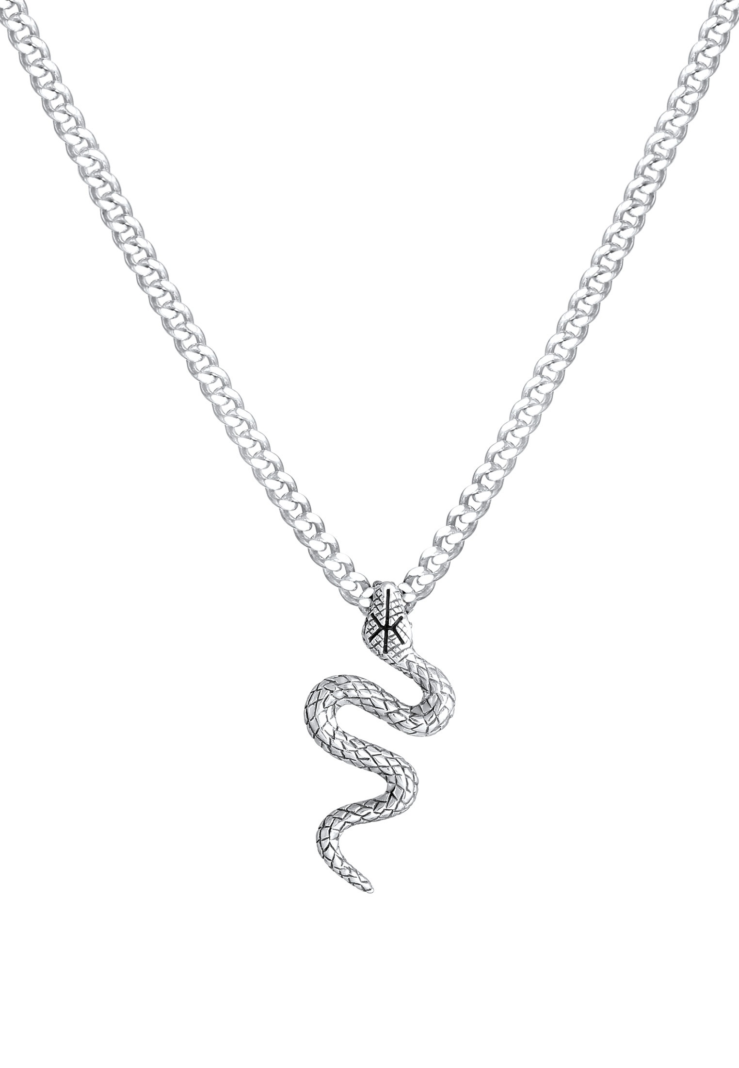 Kuzzoi Kette mit Anhänger »Halskette Herren Panzerkette Schange Snake 925 Silber«