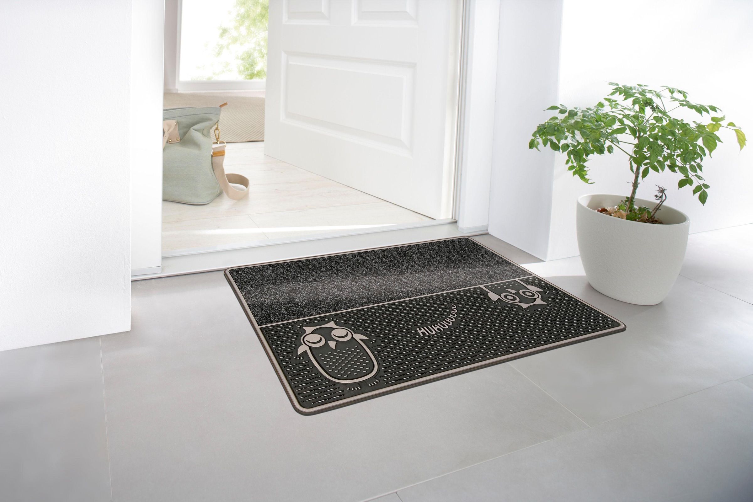 Home2Fashion Fußmatte »DC Clean Eulen, LAGERRÄUMUNG!«, rechteckig, 8 mm Höhe, Schmutzfangmatte, Motiv Eule, robust, In- und Outdoor geeignet